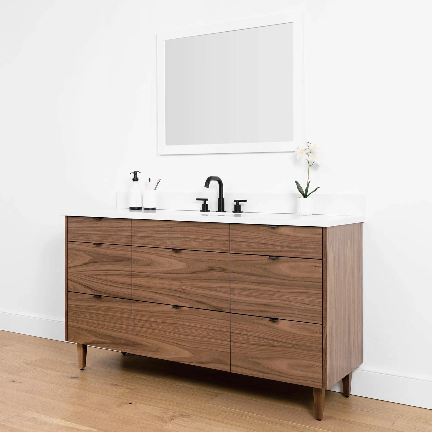 Asher SLIM, 60" Teodor® Modern American Black Walnut Vanity Teodor Bathroom VanityCanada
