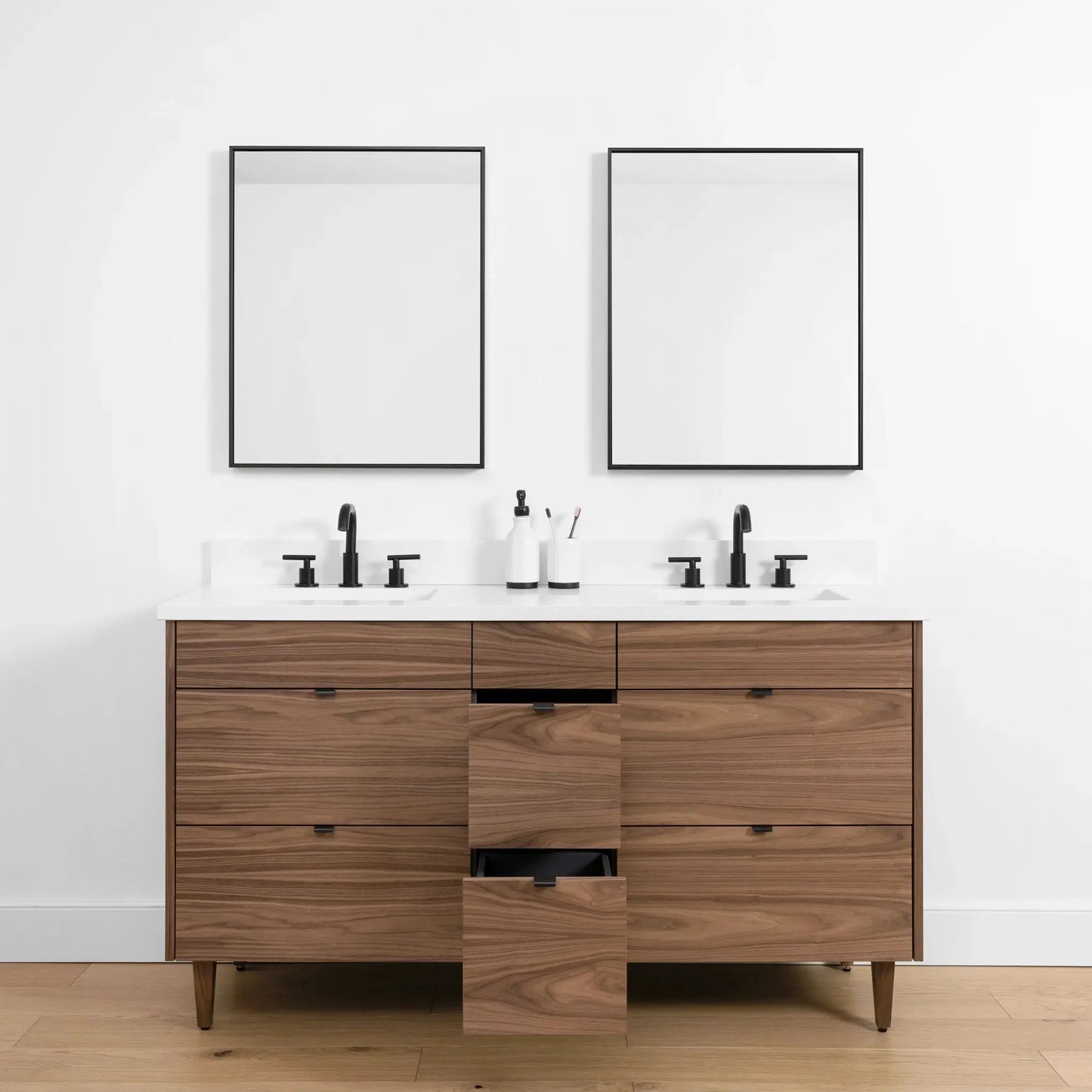 Asher SLIM, 60" Teodor® Modern American Black Walnut Vanity, Double Sink Teodor Bathroom VanityCanada