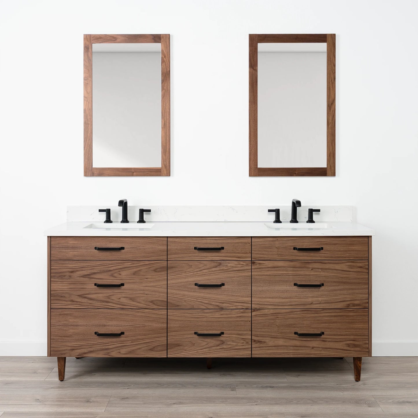 Asher SLIM 72" American Black Walnut Bathroom Vanity, Double Sink