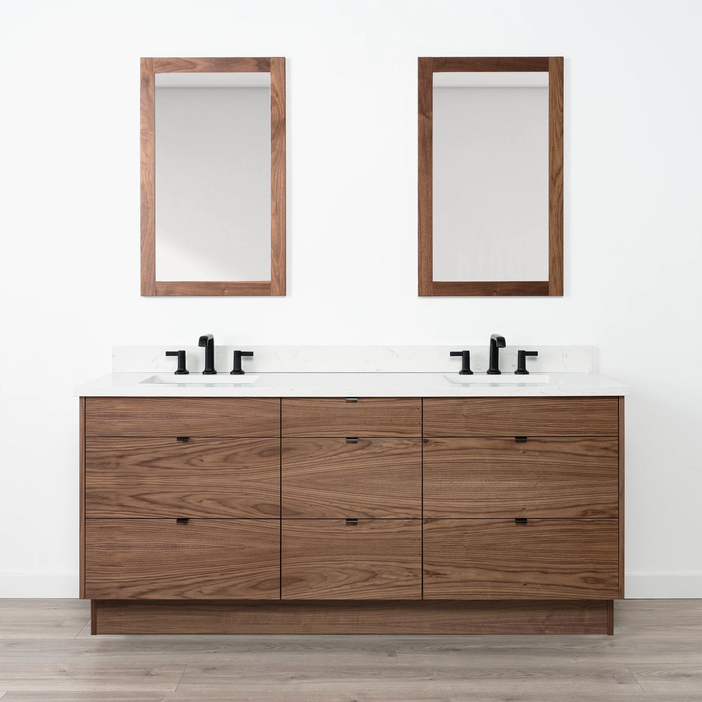 Asher SLIM 72" American Black Walnut Bathroom Vanity, Double Sink