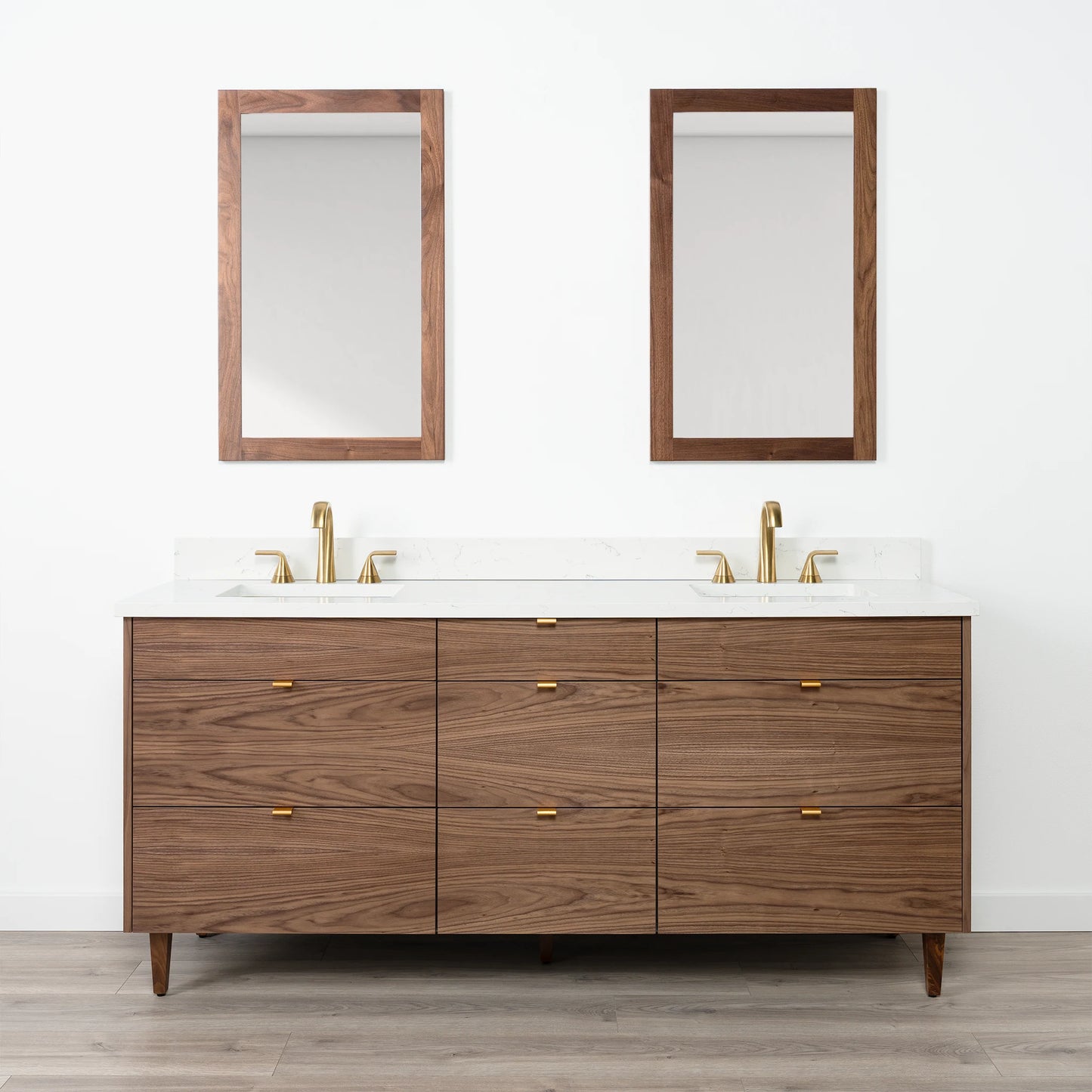 Asher SLIM 72" American Black Walnut Bathroom Vanity, Double Sink