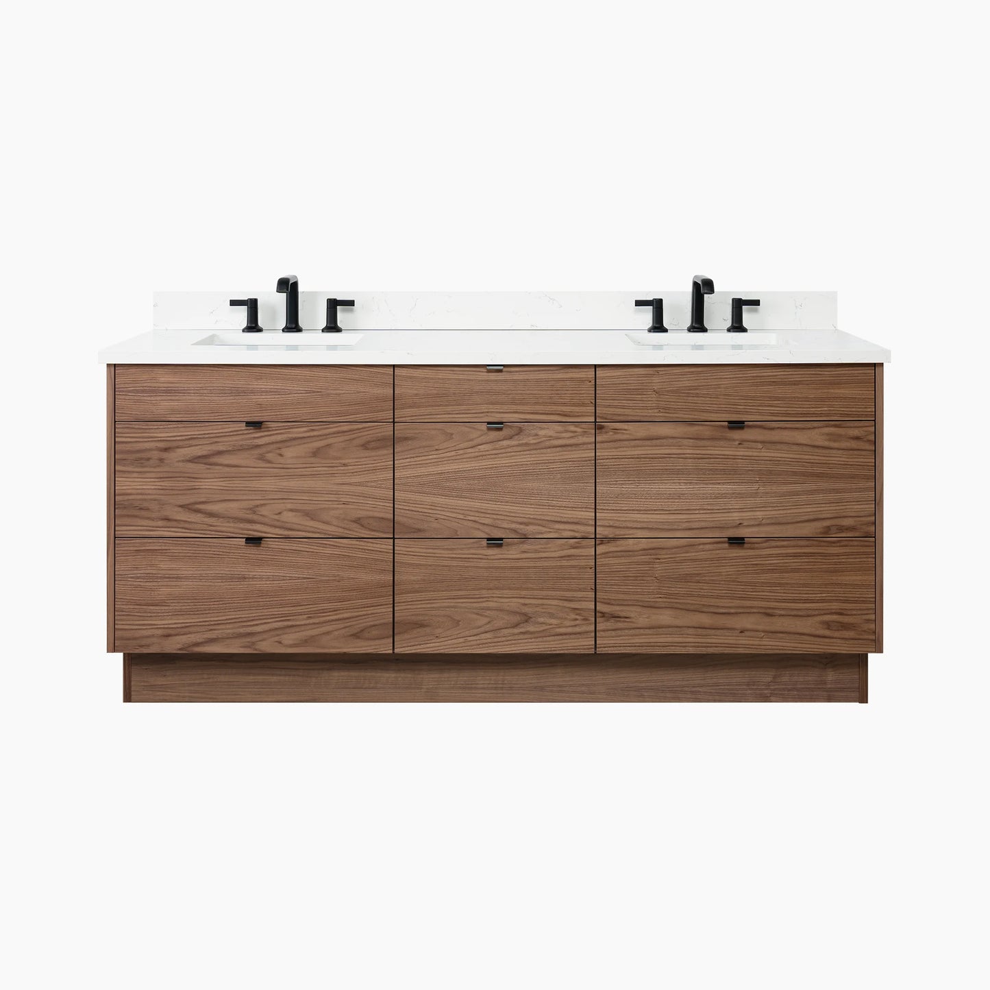 Asher SLIM 72" American Black Walnut Bathroom Vanity, Double Sink