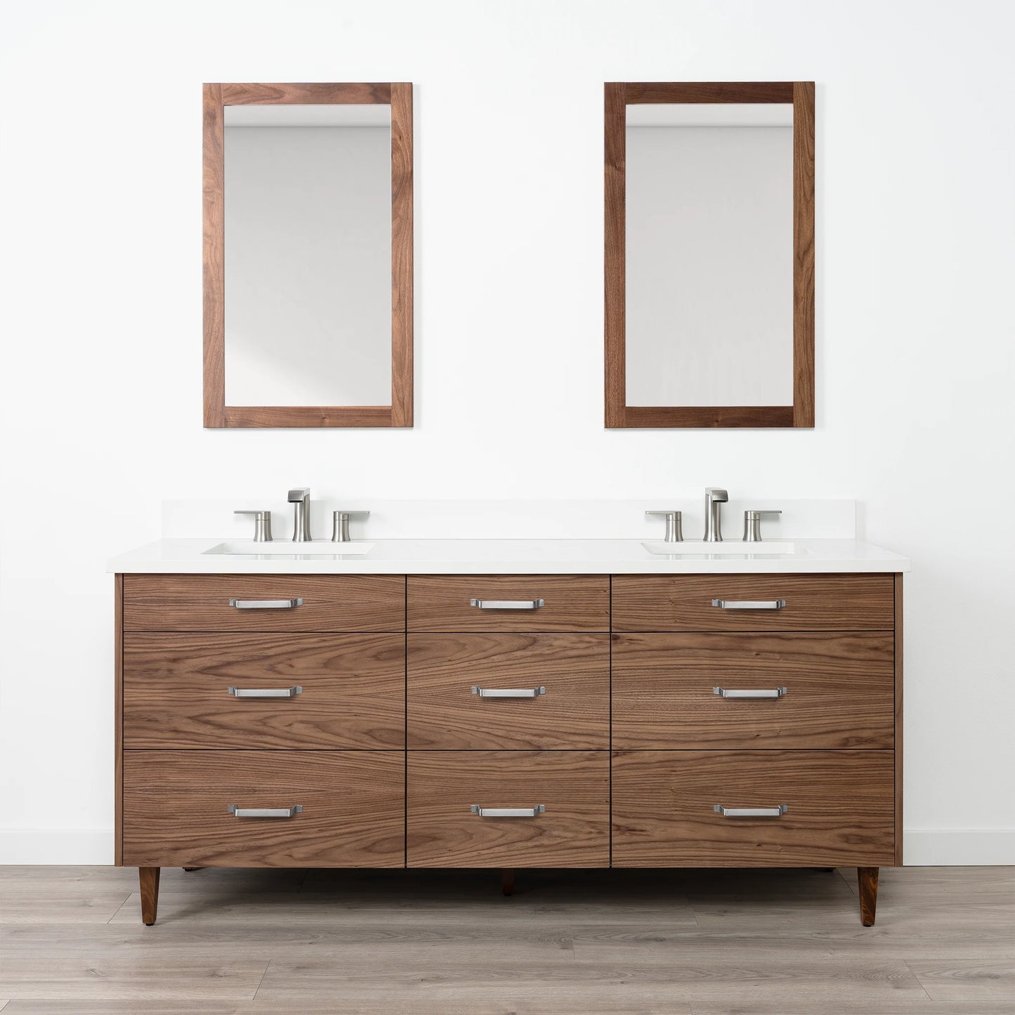 Asher SLIM 72" American Black Walnut Bathroom Vanity, Double Sink