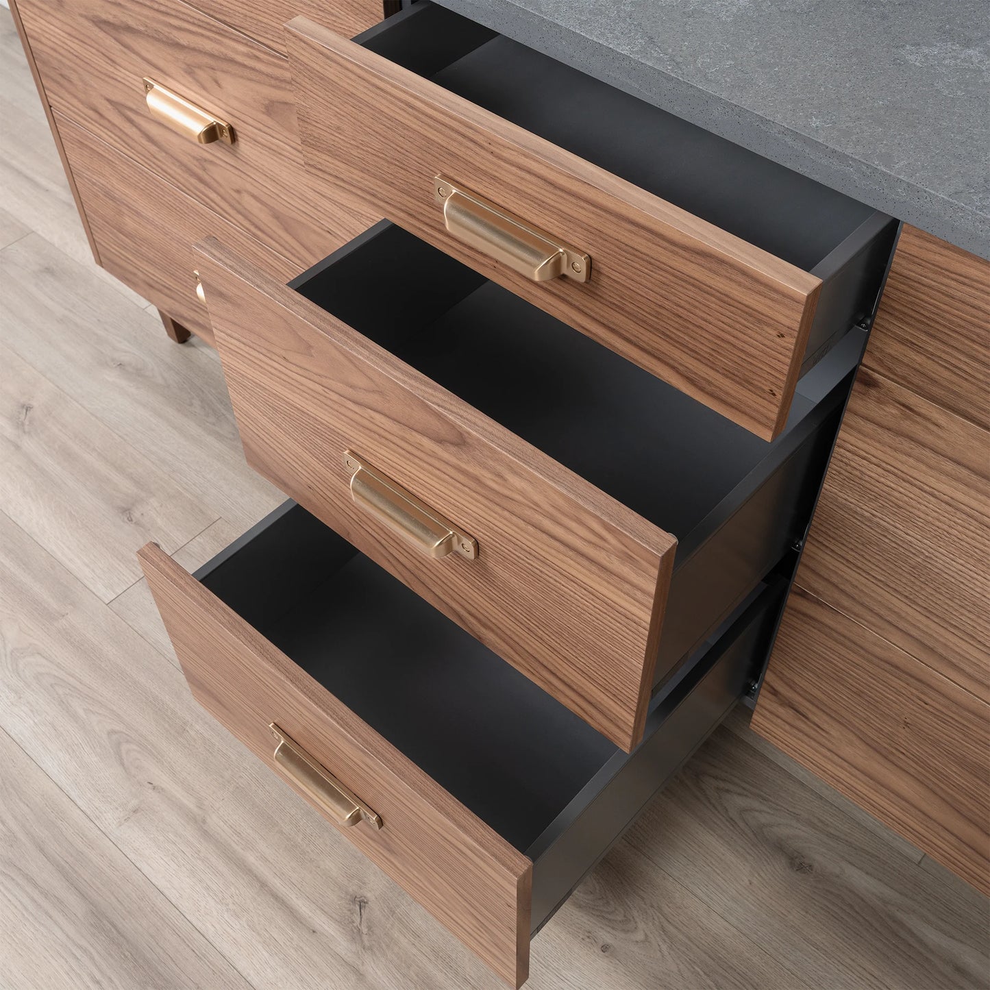 Asher SLIM 72" American Black Walnut Bathroom Vanity, Double Sink