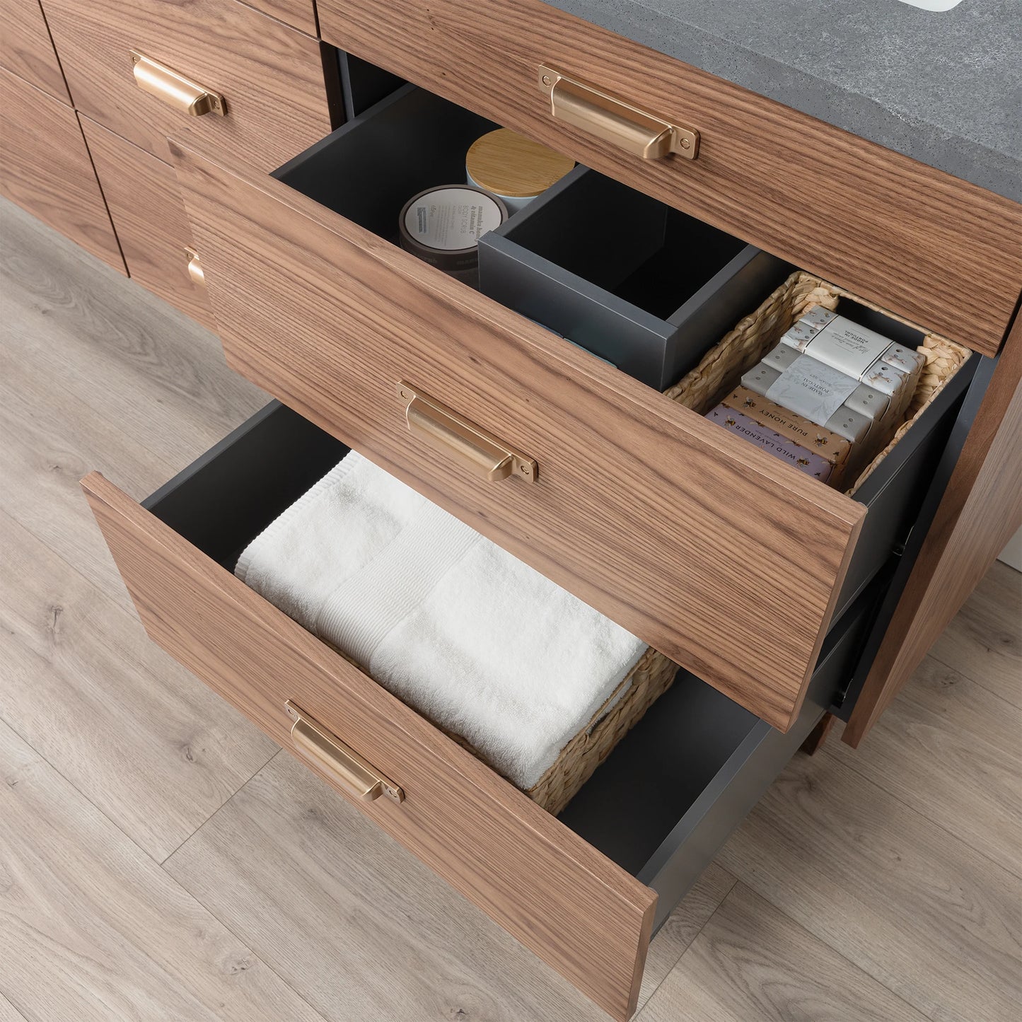 Asher SLIM 72" American Black Walnut Bathroom Vanity, Double Sink