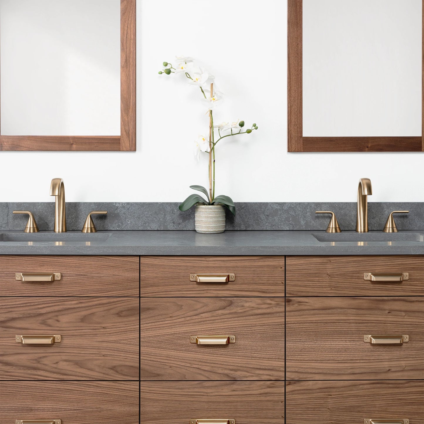 Asher SLIM 72" American Black Walnut Bathroom Vanity, Double Sink
