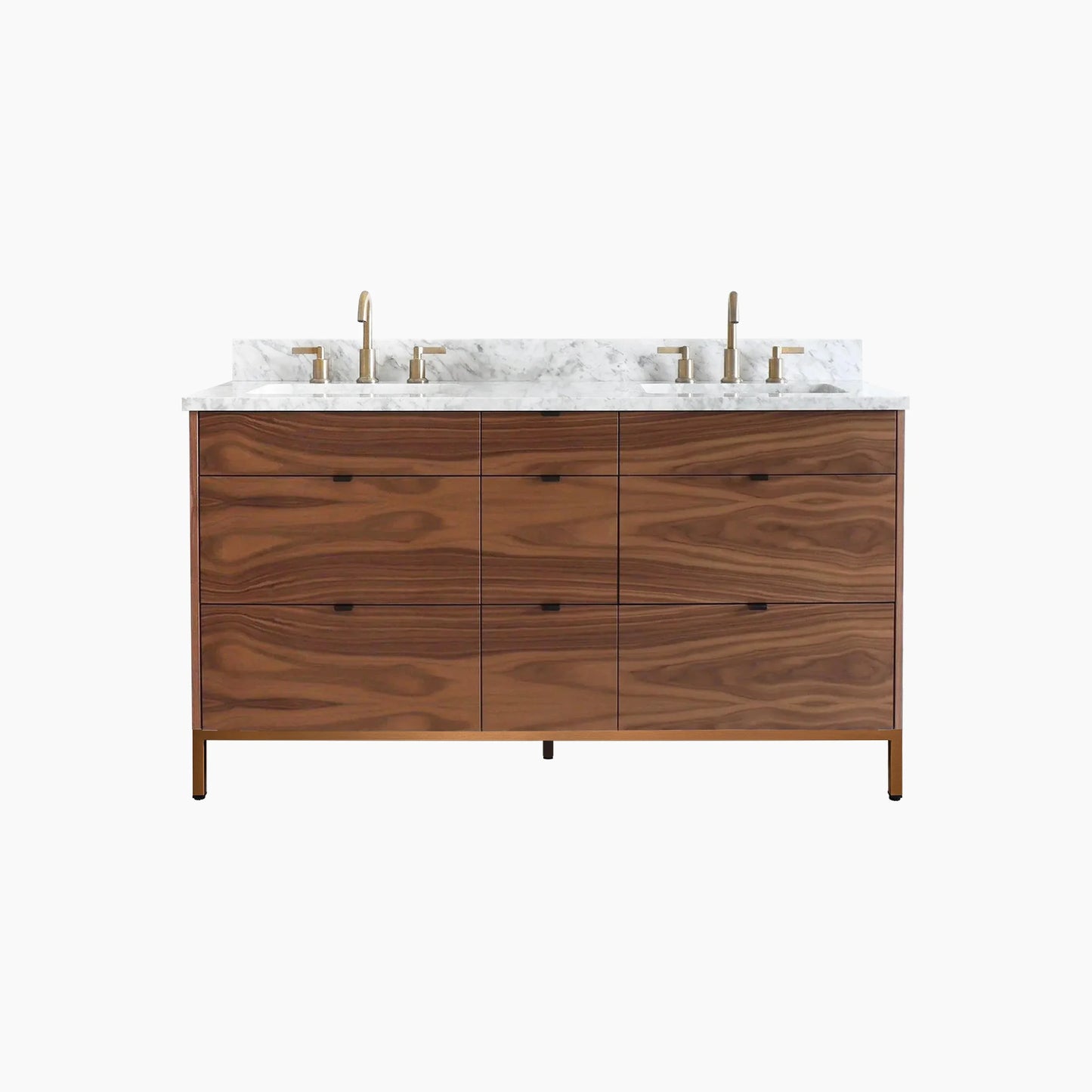 Asher 60" American Black Walnut Bathroom Vanity, Double Sink