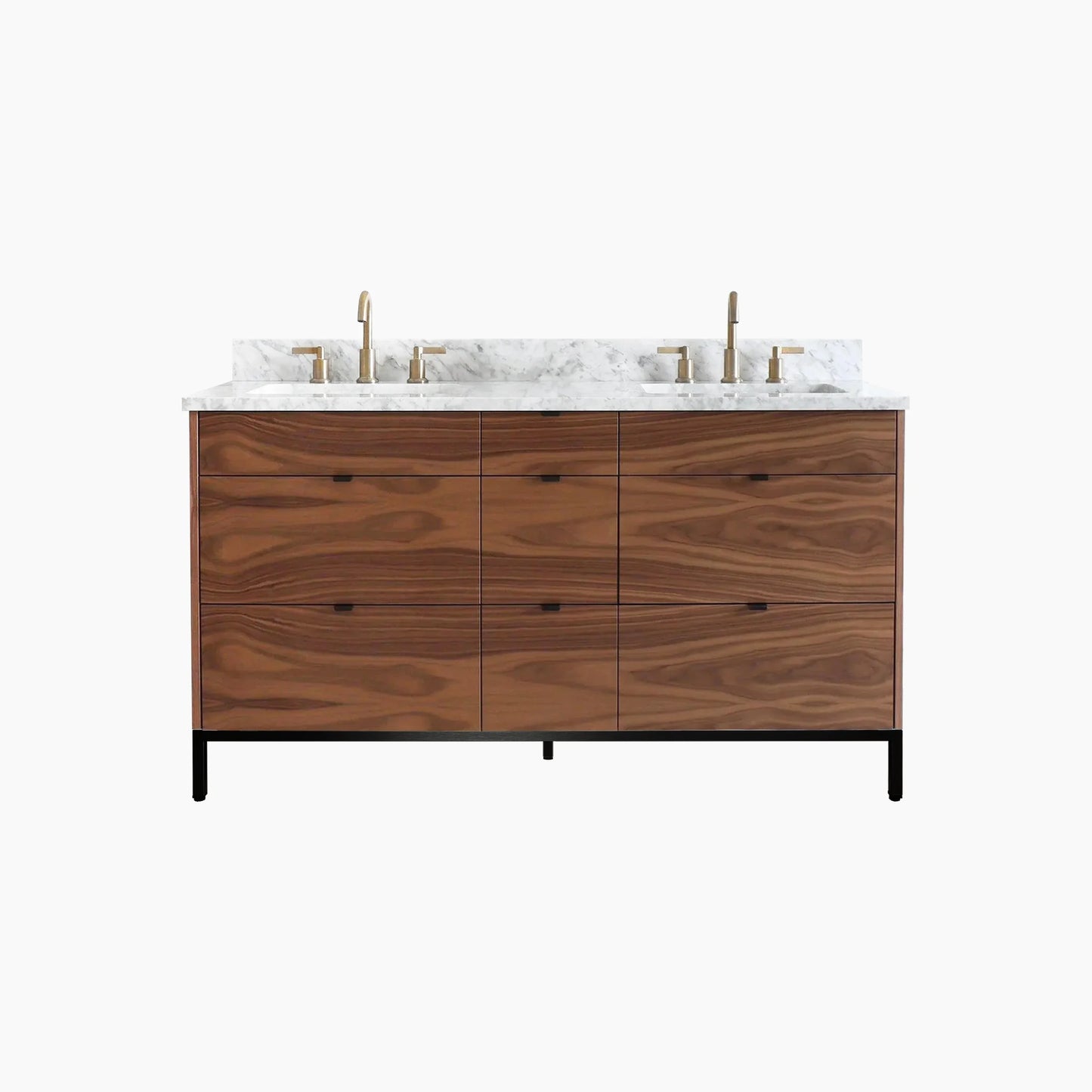 Asher 60" American Black Walnut Bathroom Vanity, Double Sink