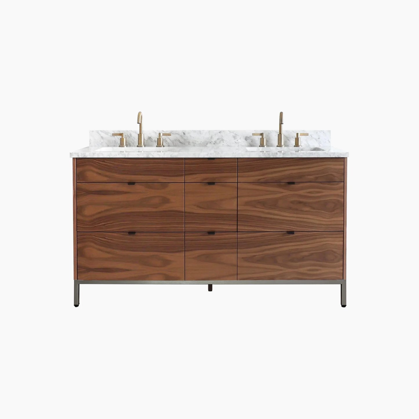 Asher 60" American Black Walnut Bathroom Vanity, Double Sink
