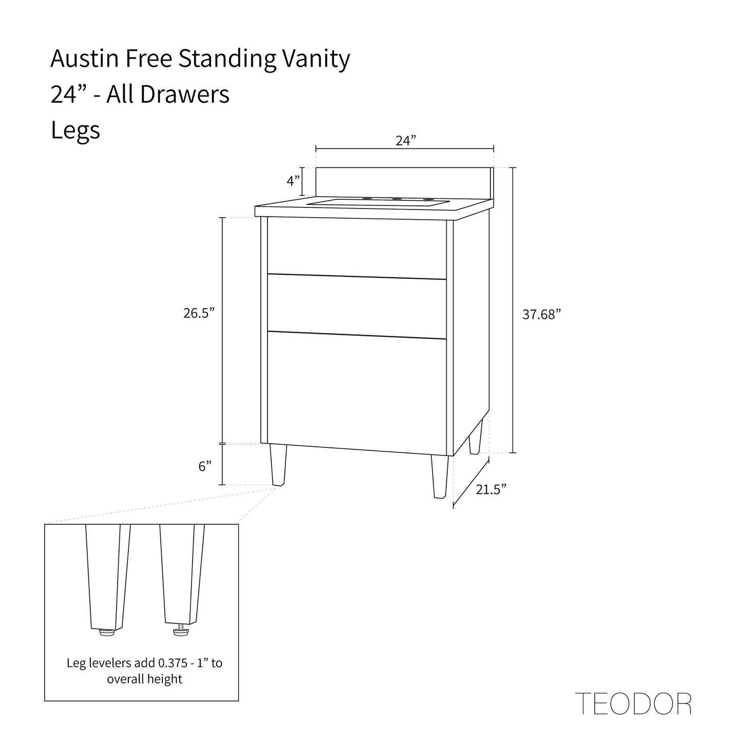 Austin 24", Teodor® Modern American Black Walnut Vanity Teodor Bathroom VanityCanada