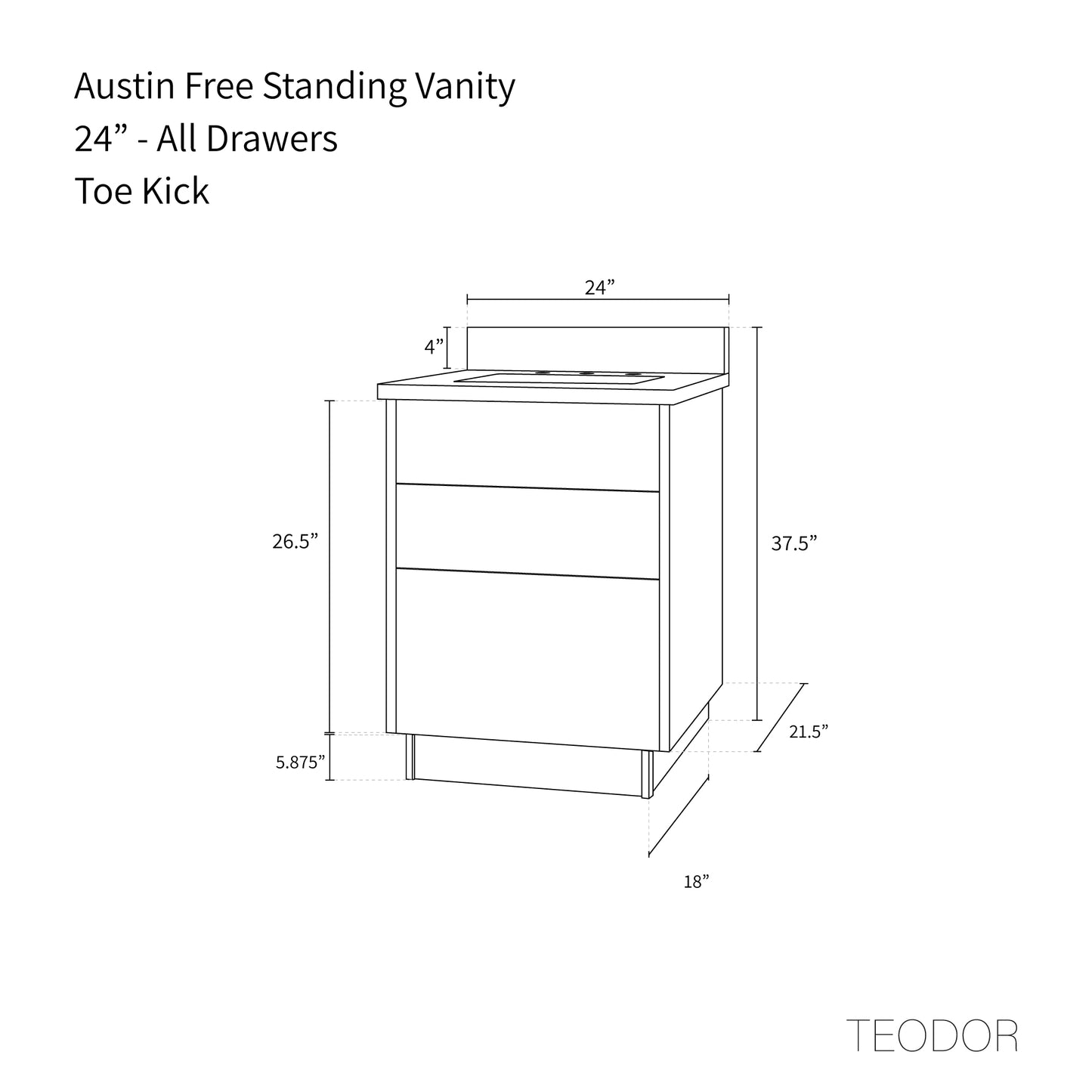 Austin 24", Teodor® Modern American Black Walnut Vanity Teodor Bathroom VanityCanada
