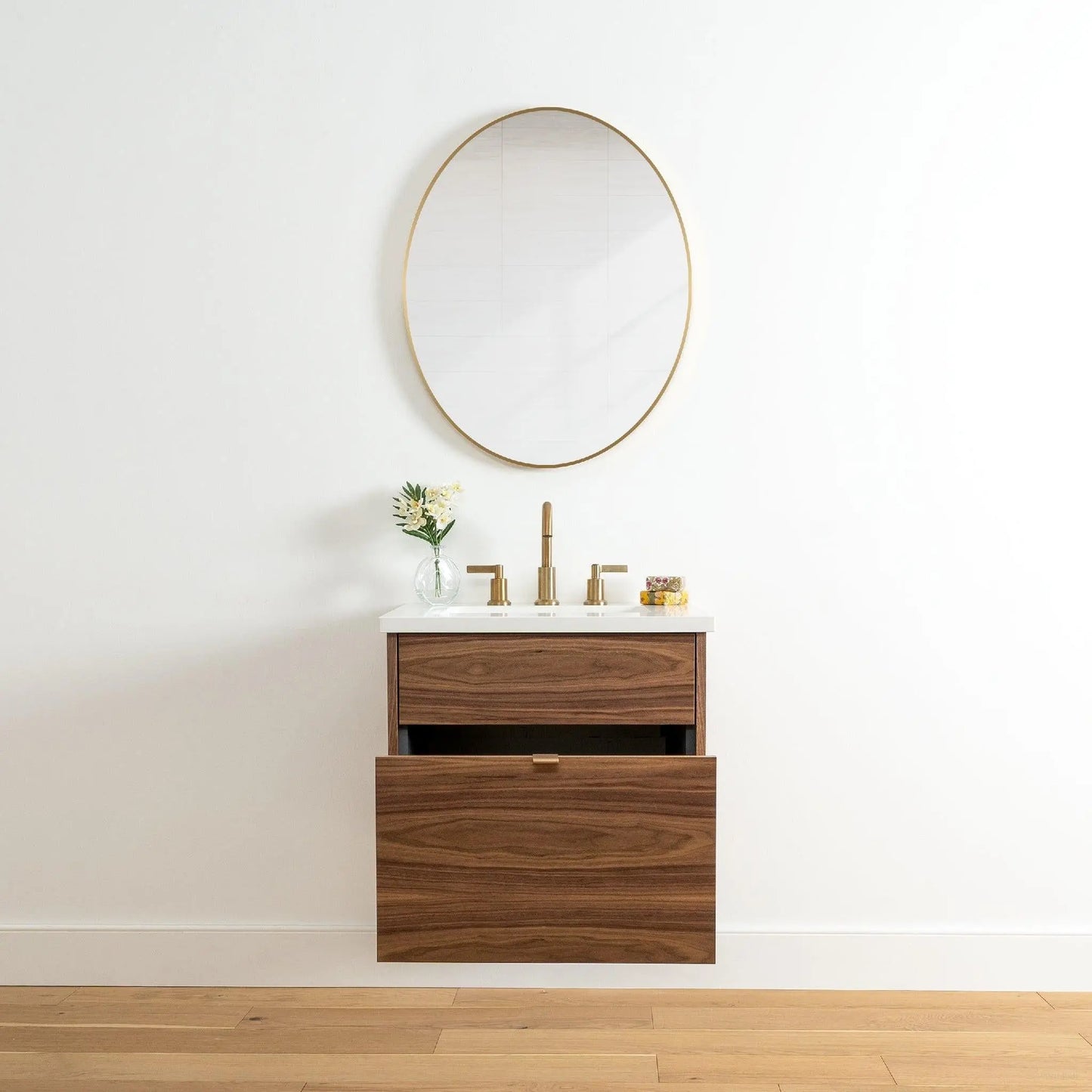 Austin 24", Teodor® Modern Wall Mount American Black Walnut Vanity Teodor