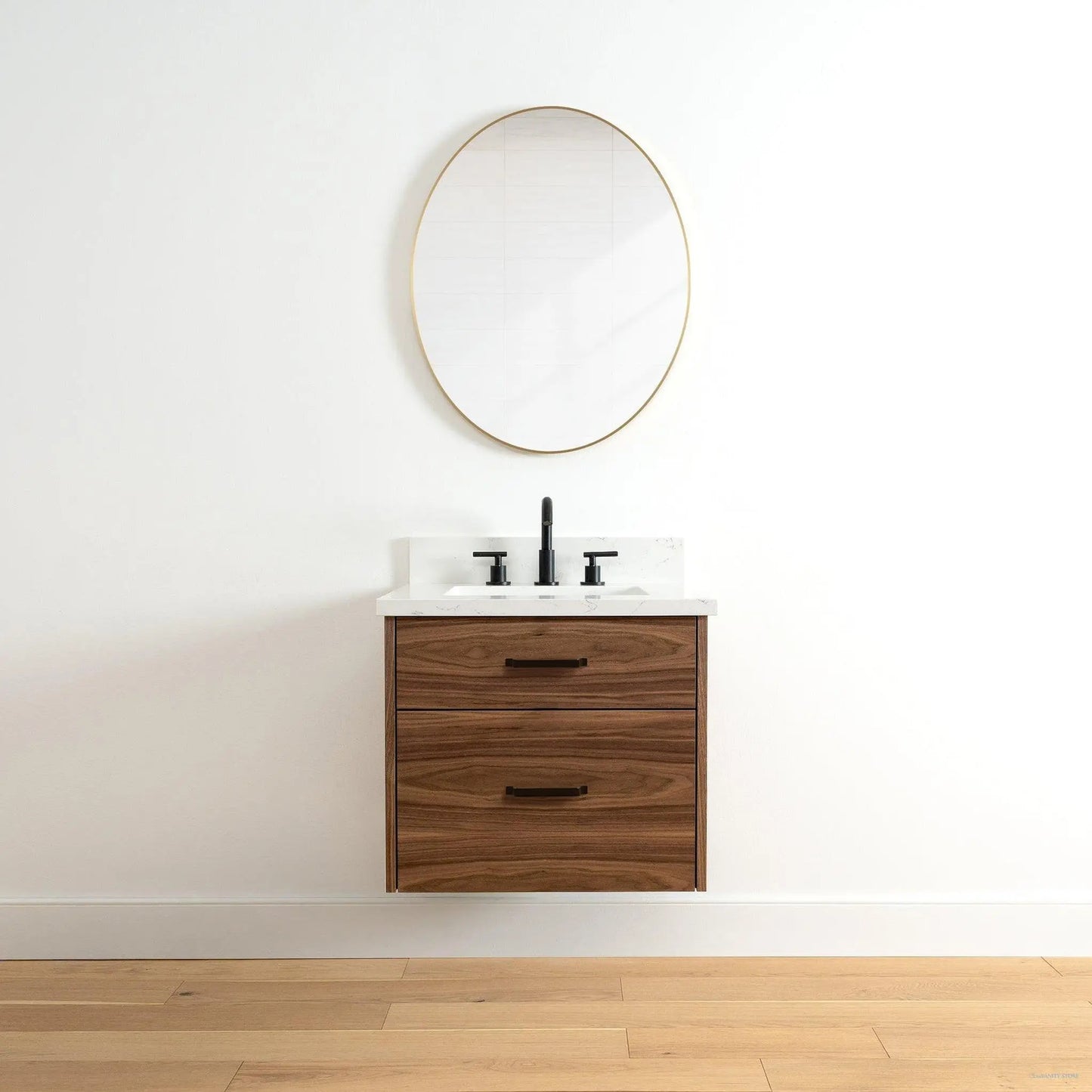 Austin 24", Teodor® Modern Wall Mount American Black Walnut Vanity Teodor
