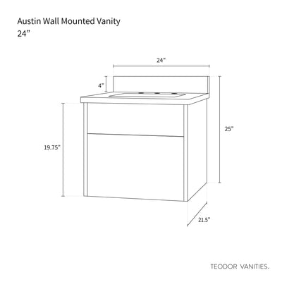 Austin 24", Teodor® Modern Wall Mount Gloss White Vanity Teodor Bathroom VanityCanada