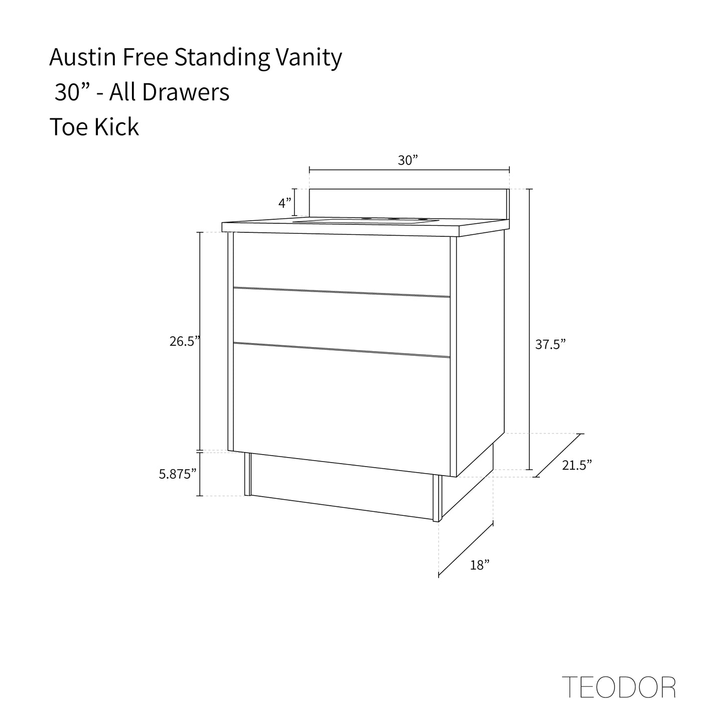 Austin 30", Teodor® Modern American Black Walnut Vanity Teodor
