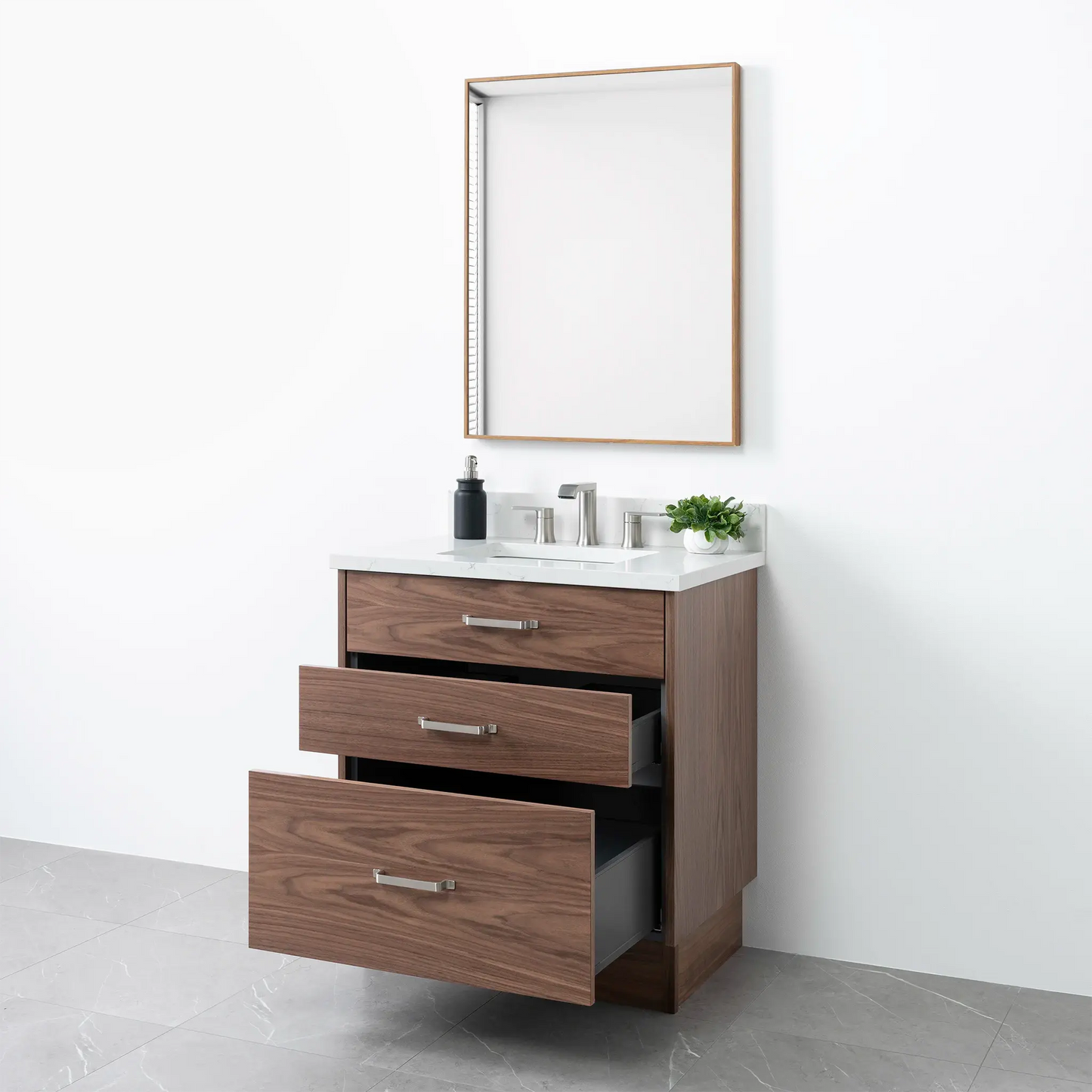 Austin 30", Teodor® Modern American Black Walnut Vanity Teodor