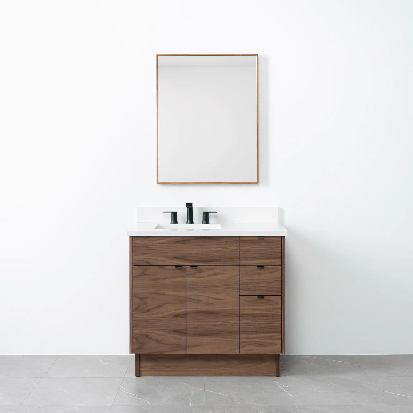Austin 36", Teodor® Modern American Black Walnut Vanity, Left Sink Teodor