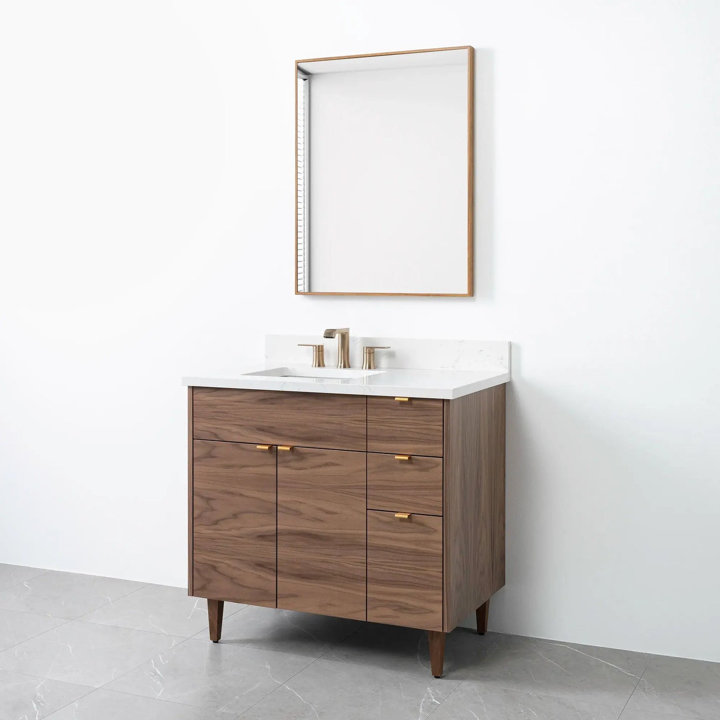 Austin 36", Teodor® Modern American Black Walnut Vanity, Left Sink Teodor