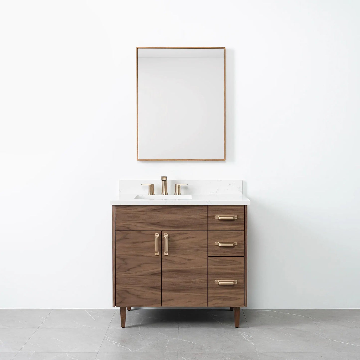 Austin 36", Teodor® Modern American Black Walnut Vanity, Left Sink Teodor