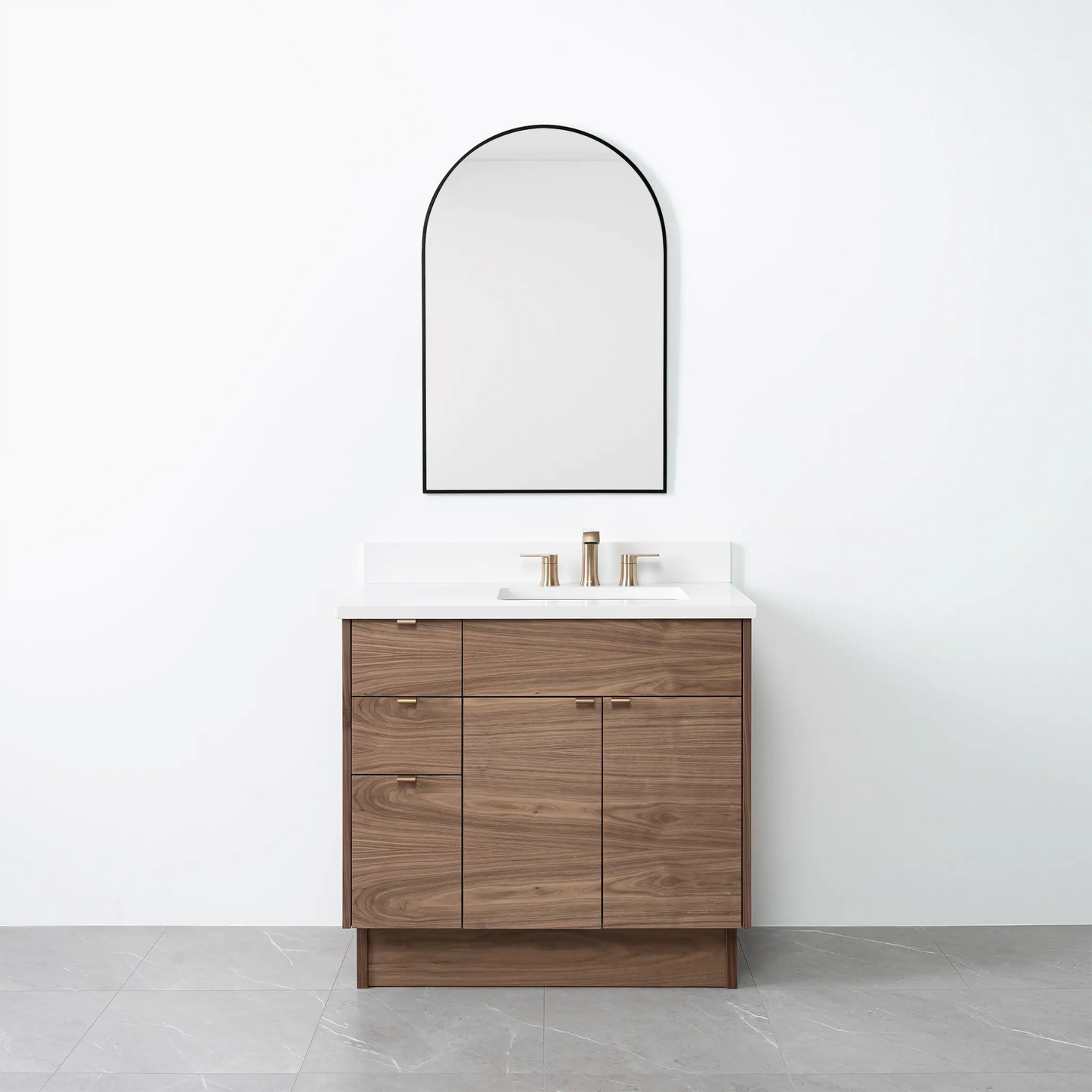 Austin 36", Teodor® Modern American Black Walnut Vanity, Right Sink Teodor