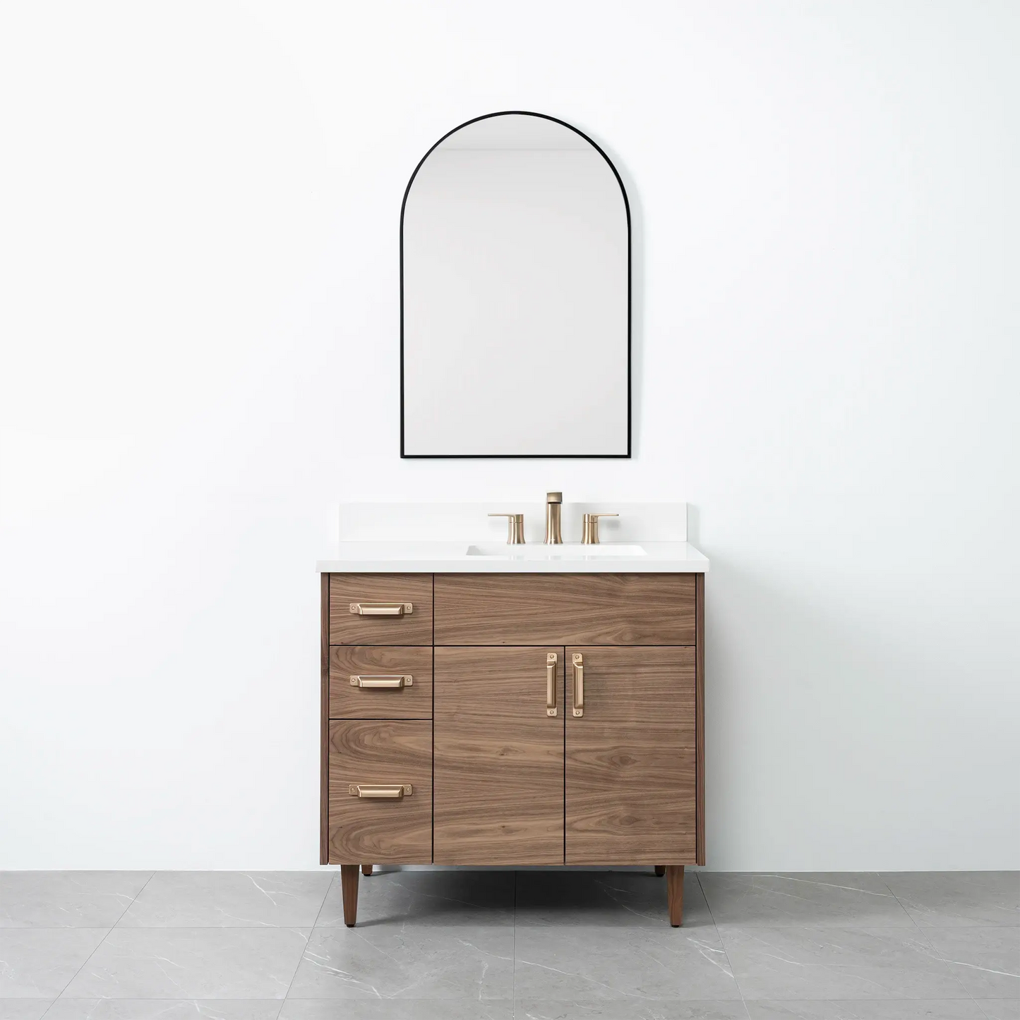 Austin 36", Teodor® Modern American Black Walnut Vanity, Right Sink Teodor
