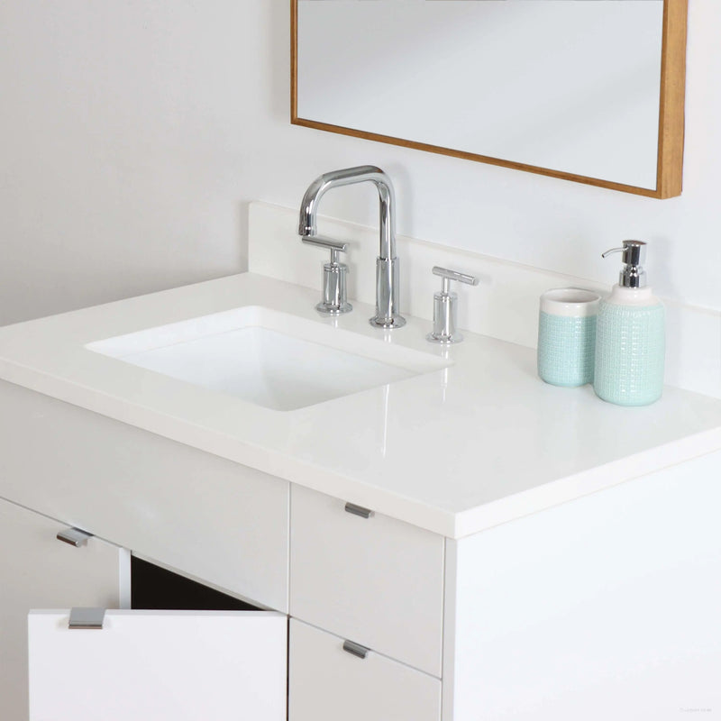 Austin 36" Gloss White Bathroom Vanity, Left Sink