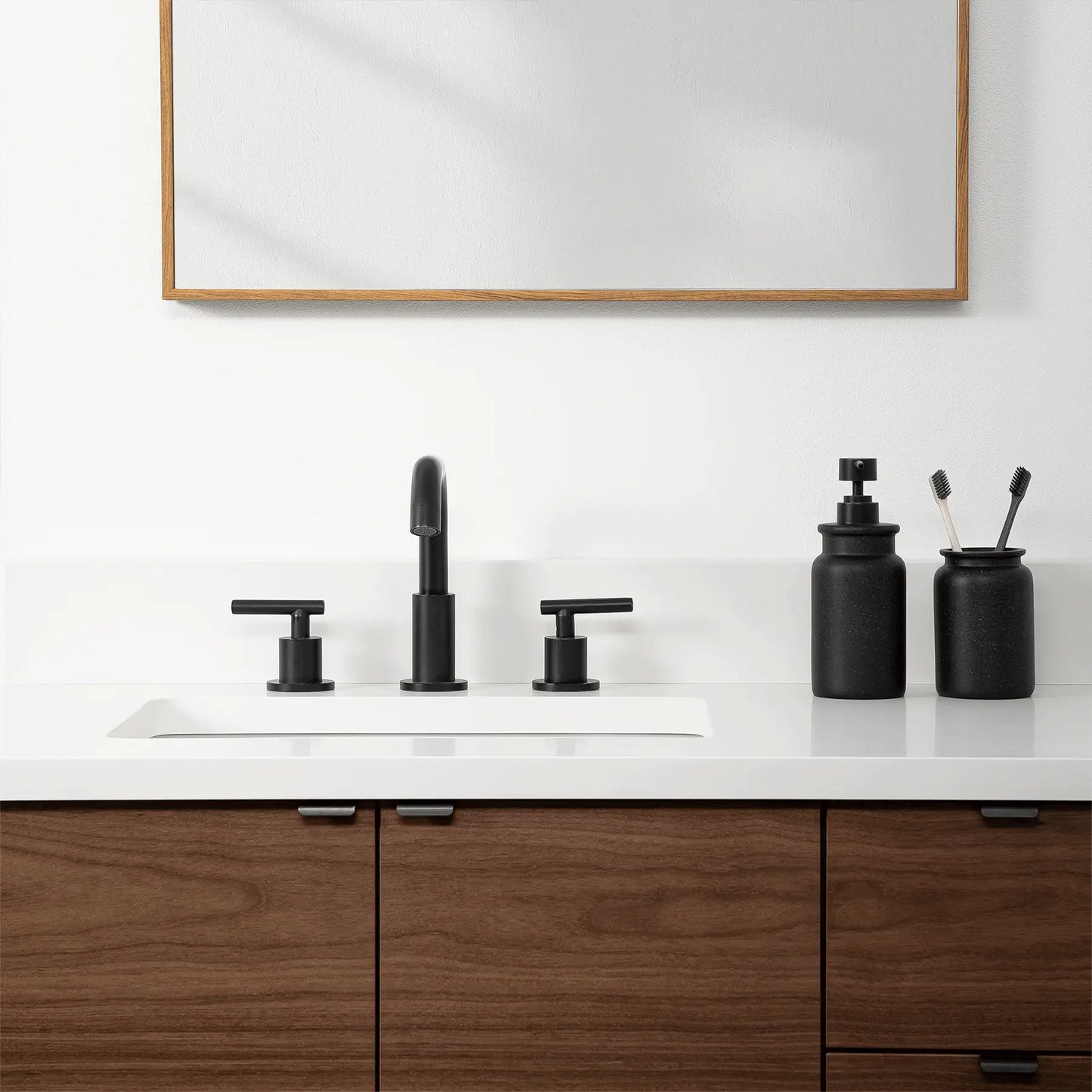 Austin 36", Teodor® Modern Wall Mount American Black Walnut Vanity, Left Sink Teodor