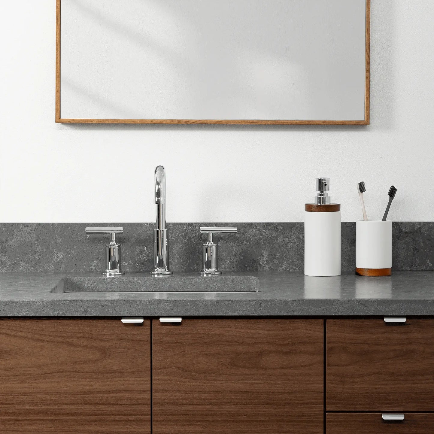 Austin 36", Teodor® Modern Wall Mount American Black Walnut Vanity, Left Sink Teodor