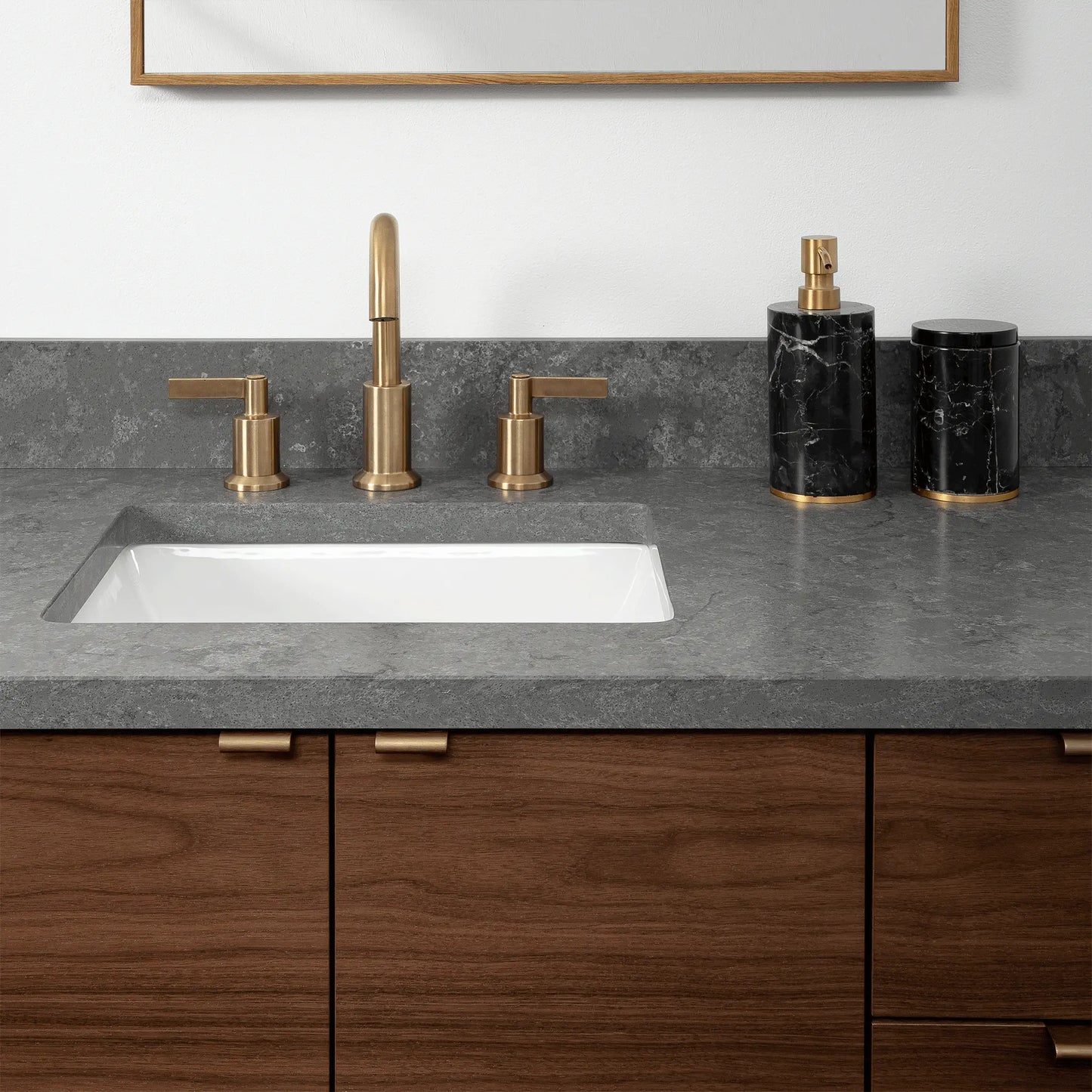 Austin 36", Teodor® Modern Wall Mount American Black Walnut Vanity, Left Sink Teodor