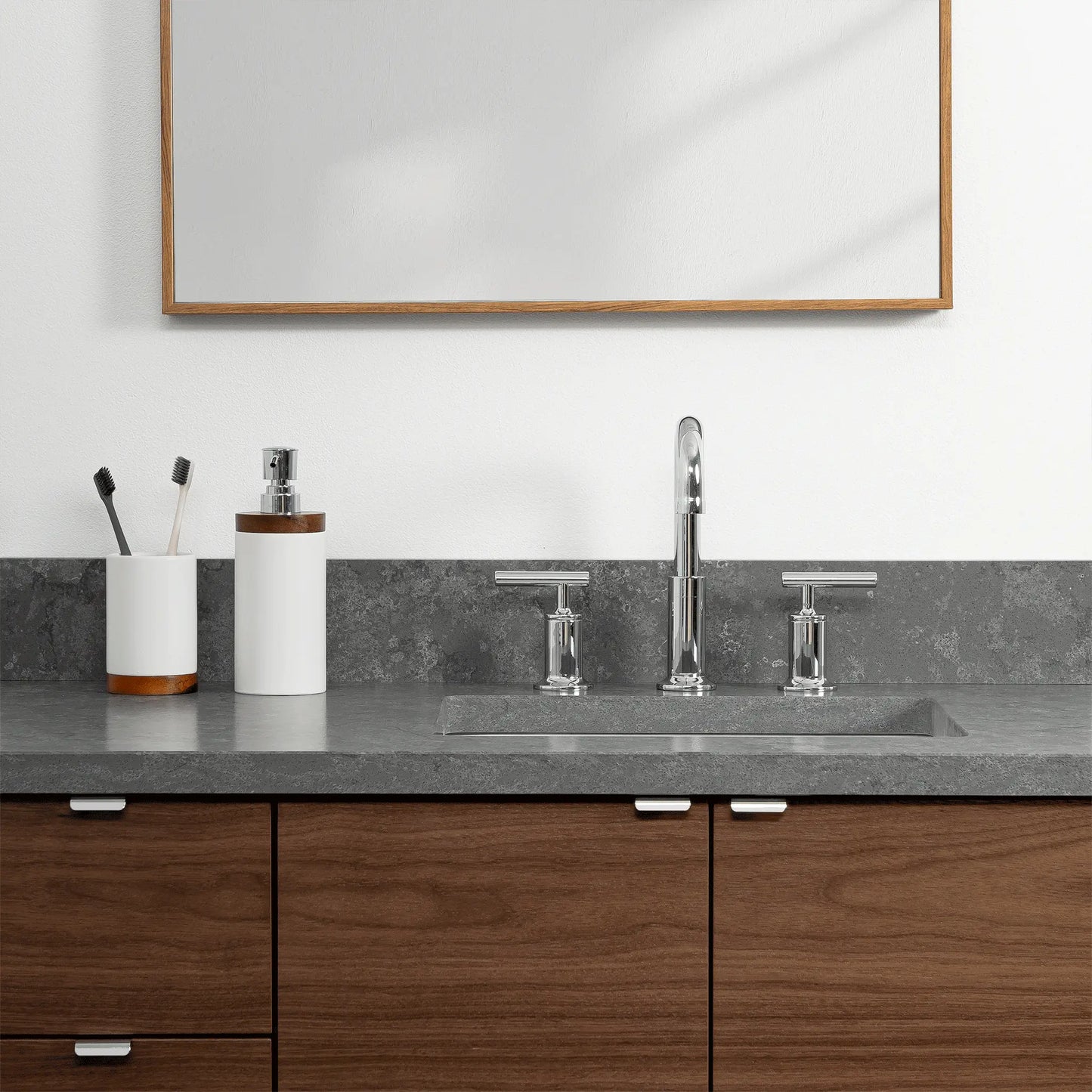 Austin 36", Teodor® Modern Wall Mount American Black Walnut Vanity, Right Sink Teodor