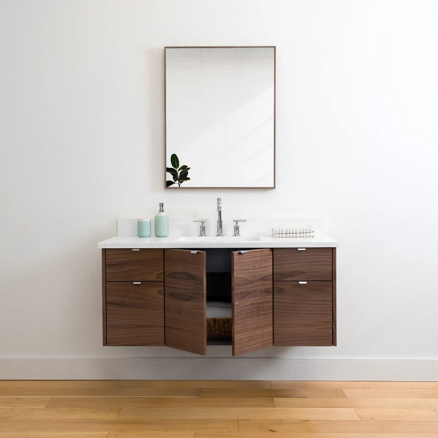 Austin 48" Wall Mount American Black Walnut Bathroom Vanity