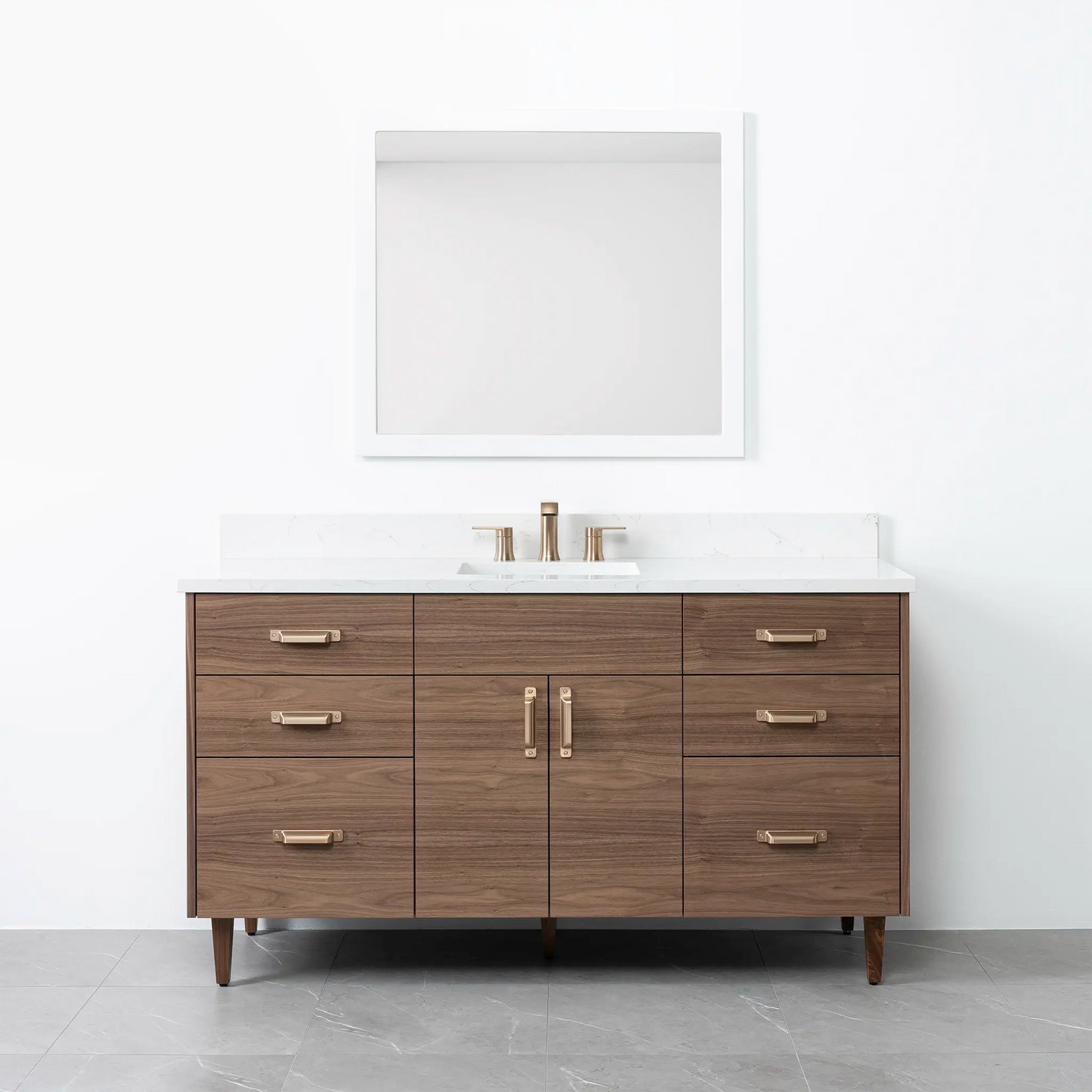 Austin 60", Teodor® Modern American Black Walnut Vanity Teodor