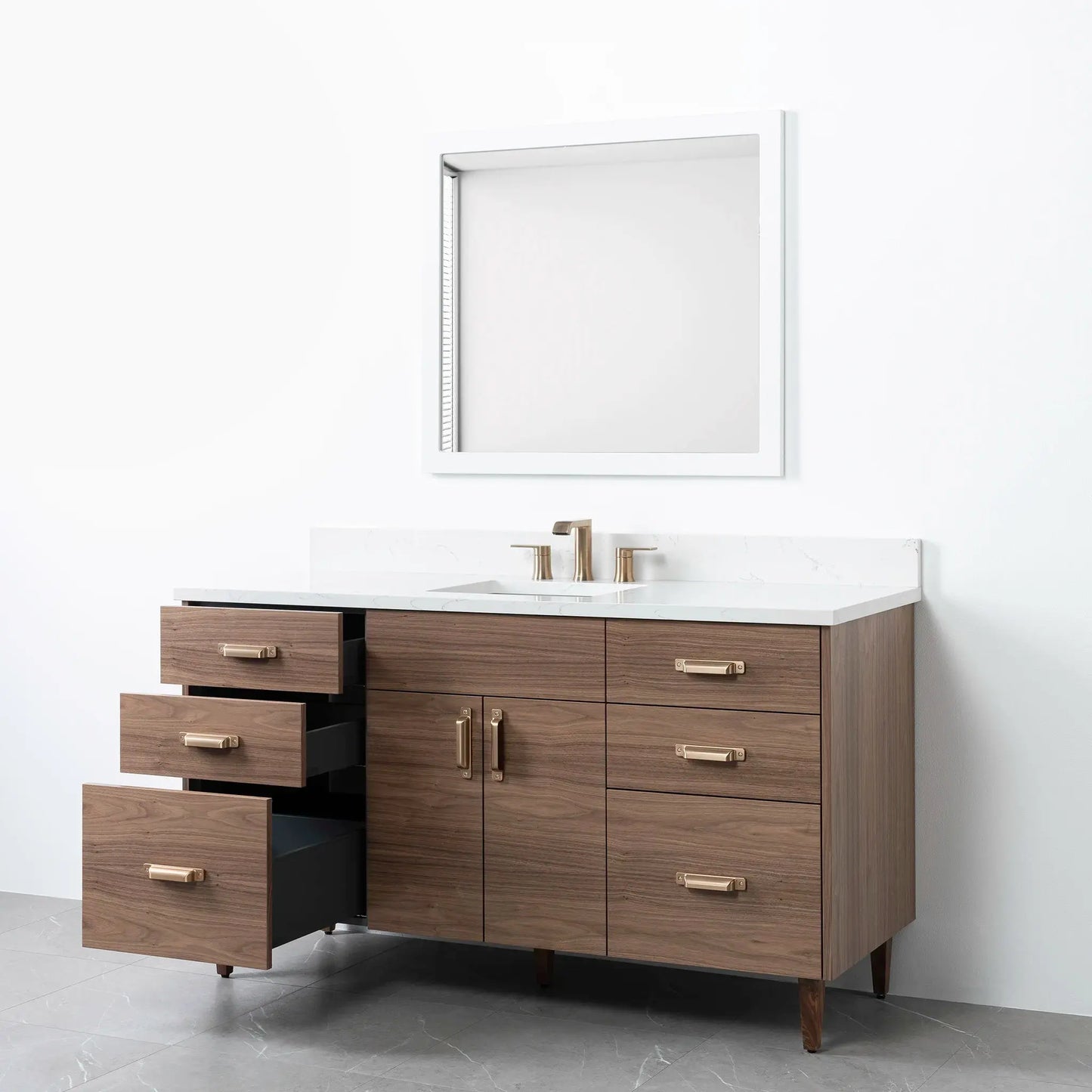 Austin 60", Teodor® Modern American Black Walnut Vanity Teodor
