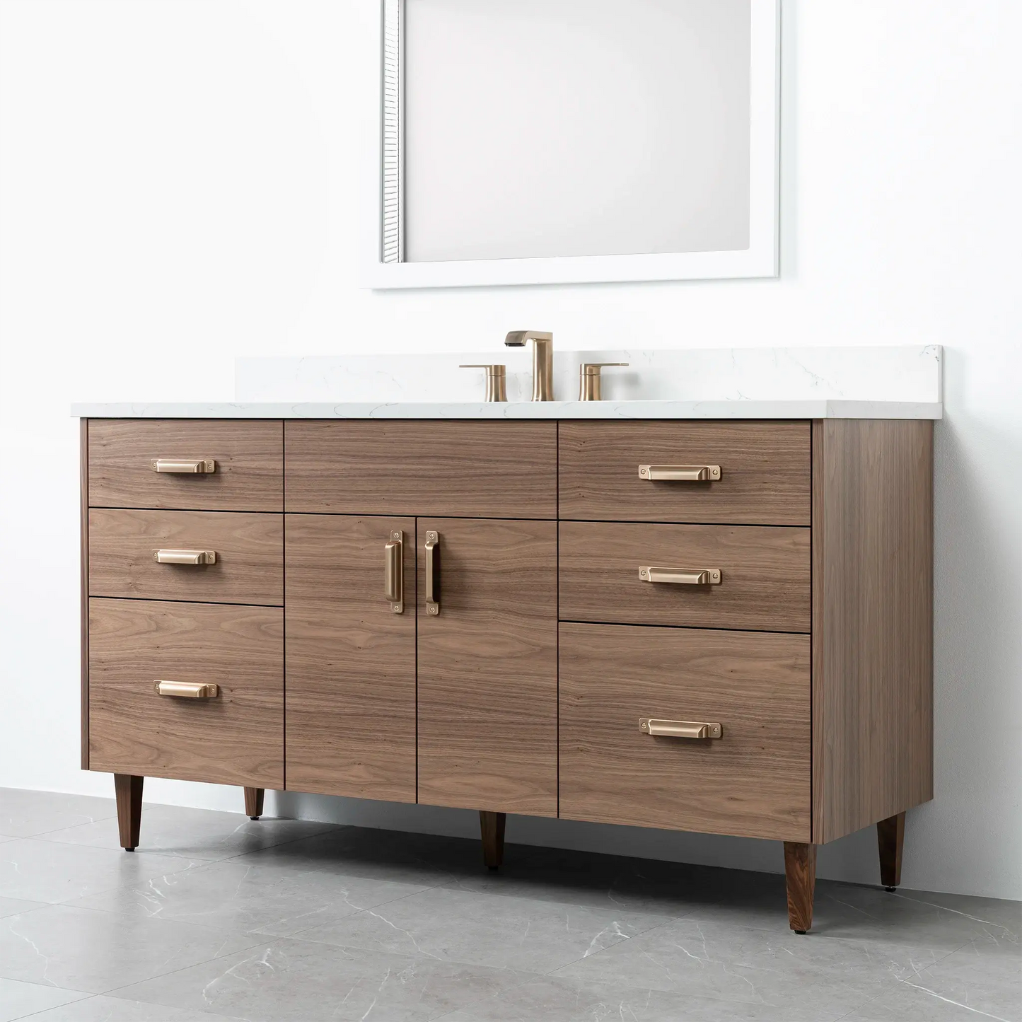 Austin 60", Teodor® Modern American Black Walnut Vanity Teodor