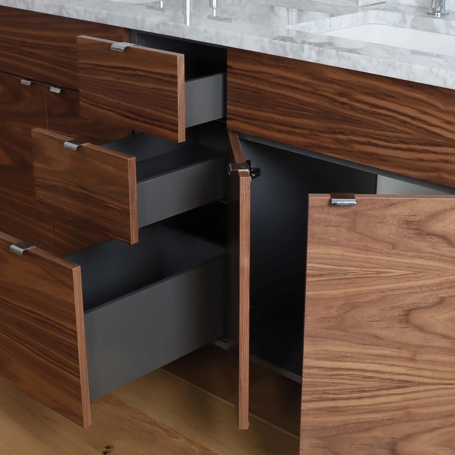 Austin 60" American Black Walnut Bathroom Vanity, Double Sink