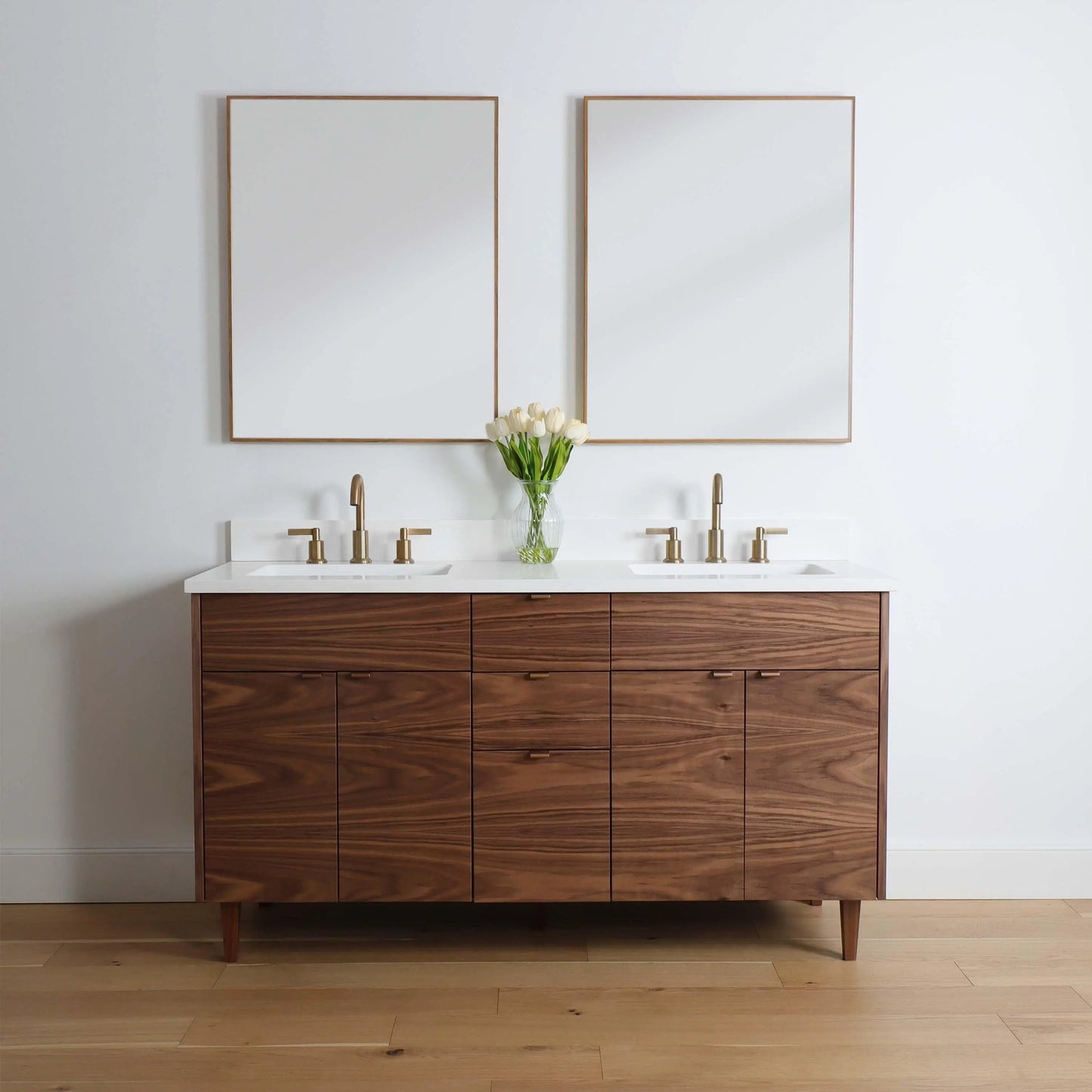 Austin 60" American Black Walnut Bathroom Vanity, Double Sink
