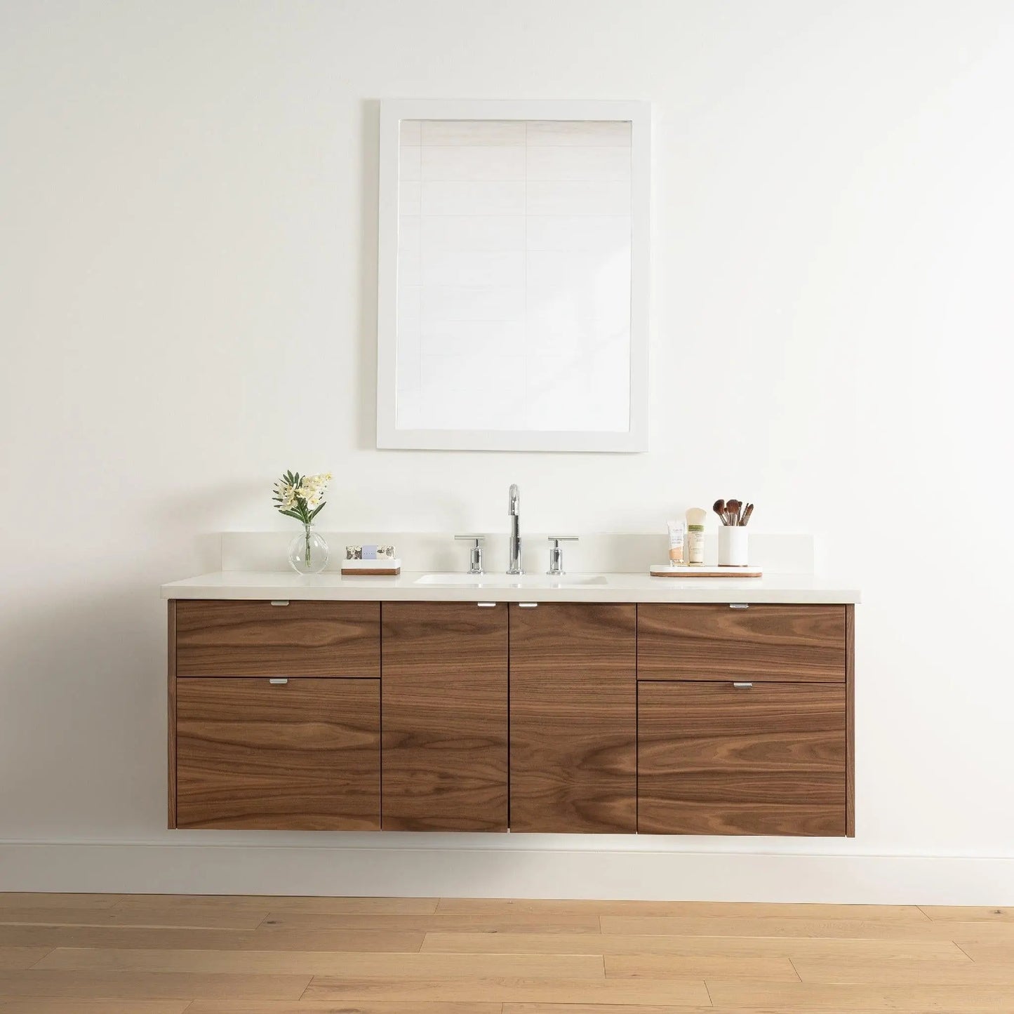 Austin 60", Teodor® Modern Wall Mount American Black Walnut Vanity Teodor