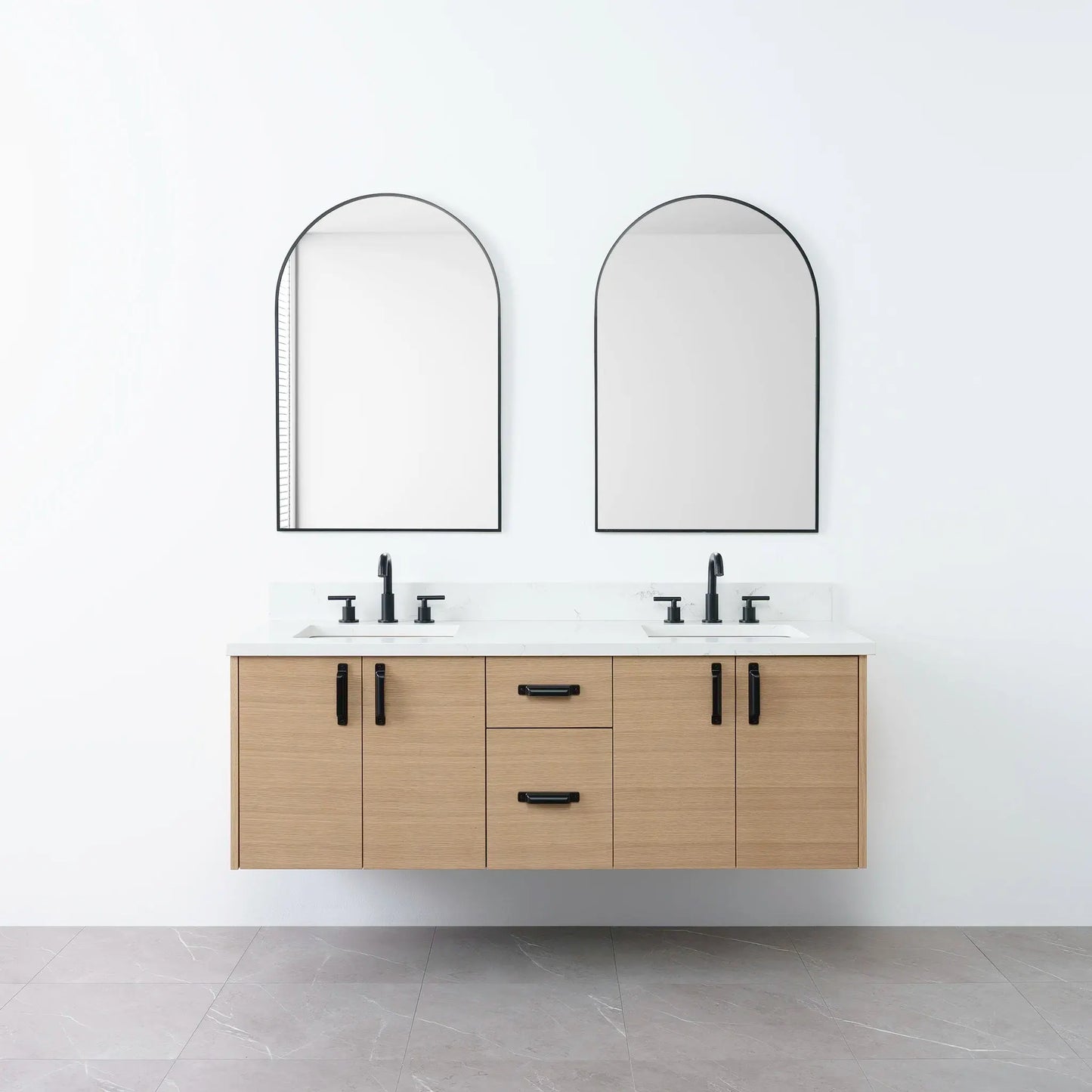 Austin 60", Teodor® Wall Mount Natural White Oak Vanity, Double Sink Teodor Bathroom VanityCanada