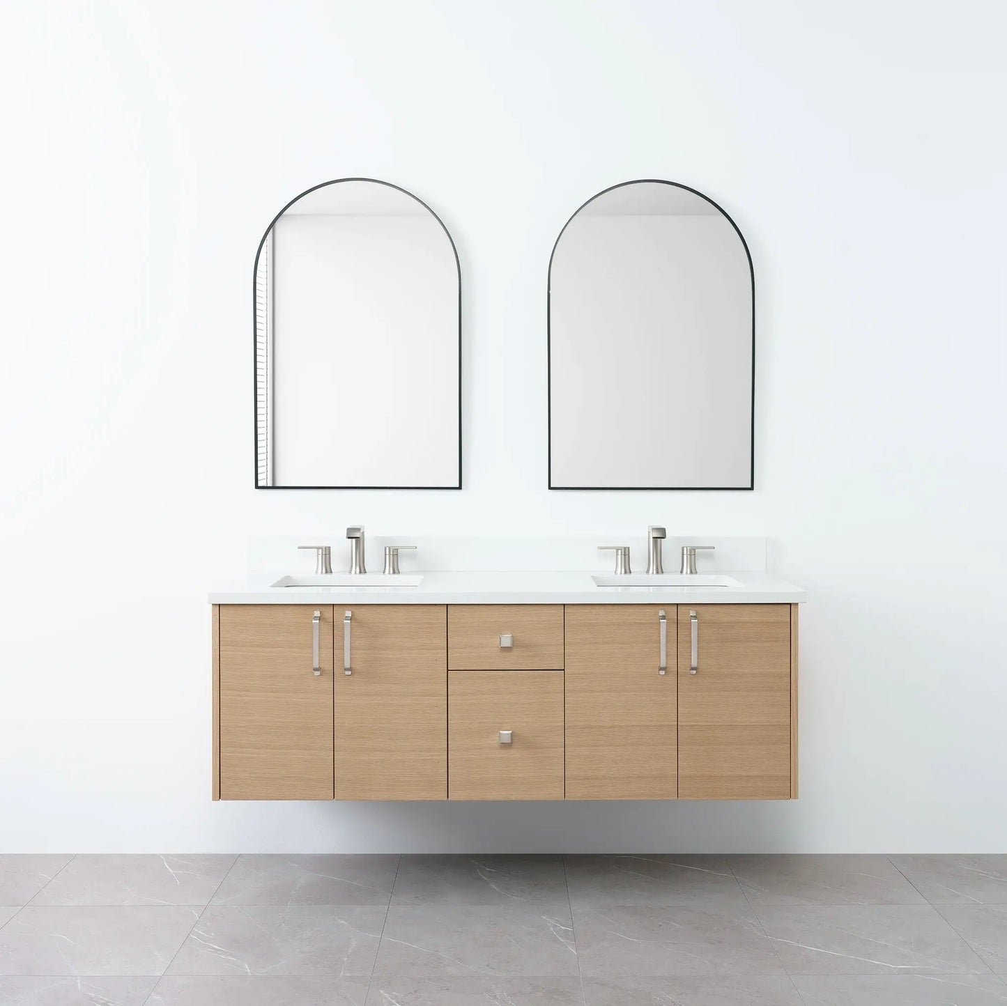 Austin 60", Teodor® Wall Mount Natural White Oak Vanity, Double Sink Teodor Bathroom VanityCanada