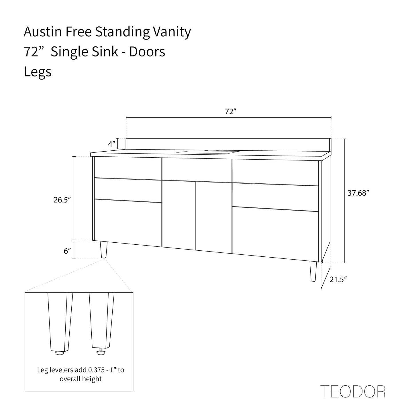 Austin 72", Teodor® Modern American Black Walnut Vanity Teodor Bathroom VanityCanada