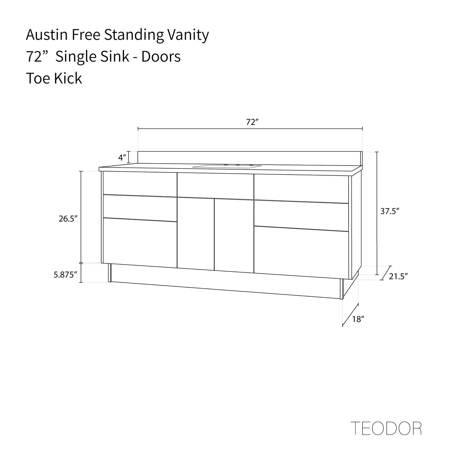 Austin 72", Teodor® Modern American Black Walnut Vanity Teodor Bathroom VanityCanada