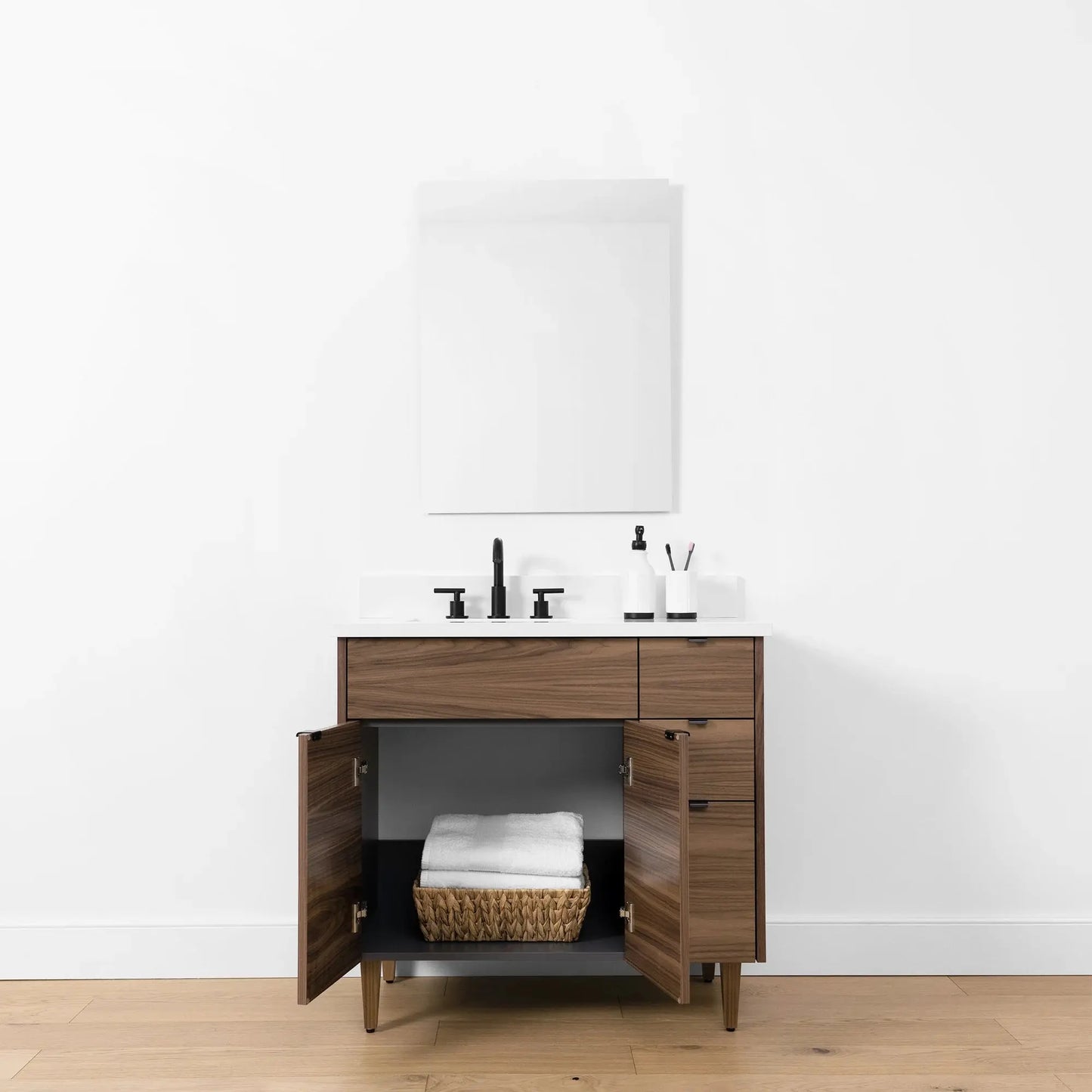 Austin SLIM, 36" Teodor® Modern American Black Walnut Vanity, Left Sink Teodor Bathroom VanityCanada