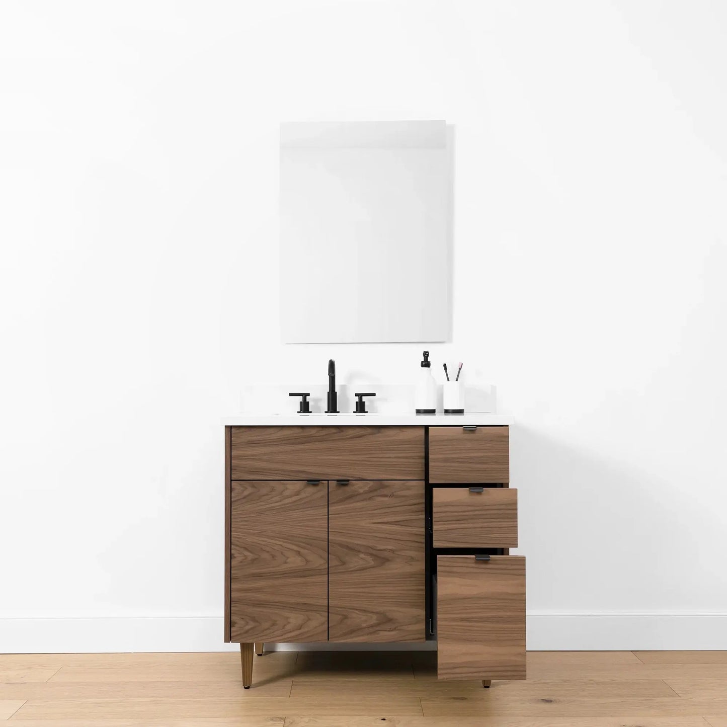 Austin SLIM, 36" Teodor® Modern American Black Walnut Vanity, Left Sink Teodor Bathroom VanityCanada