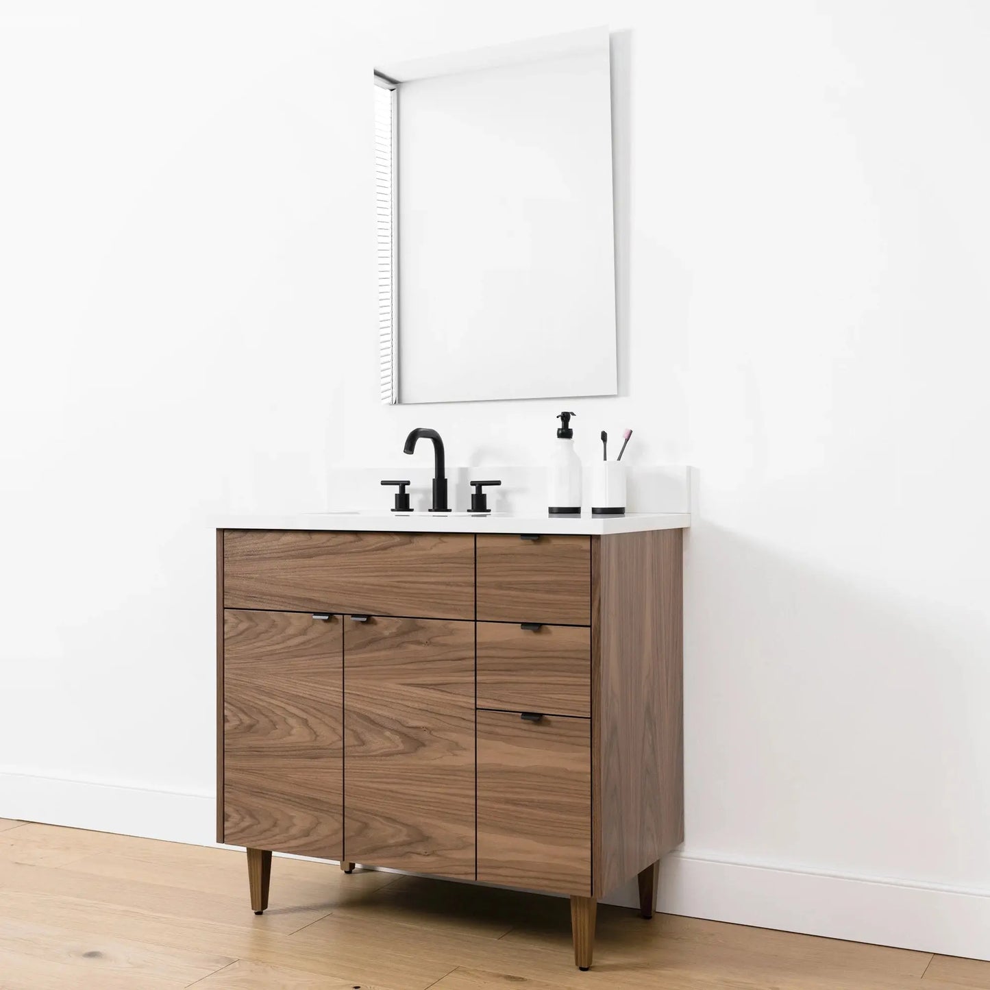 Austin SLIM, 36" Teodor® Modern American Black Walnut Vanity, Left Sink Teodor Bathroom VanityCanada