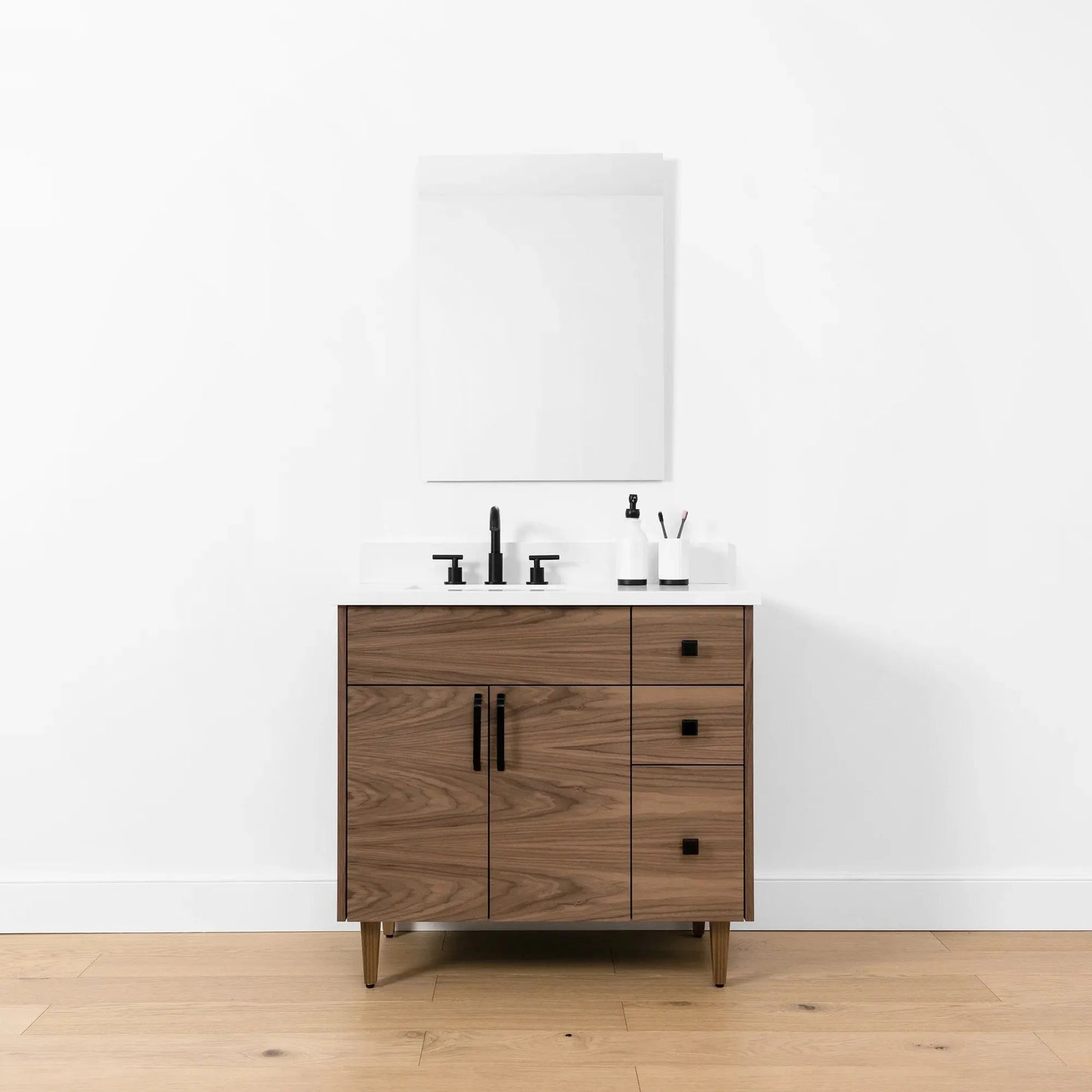 Austin SLIM, 36" Teodor® Modern American Black Walnut Vanity, Left Sink Teodor Bathroom VanityCanada