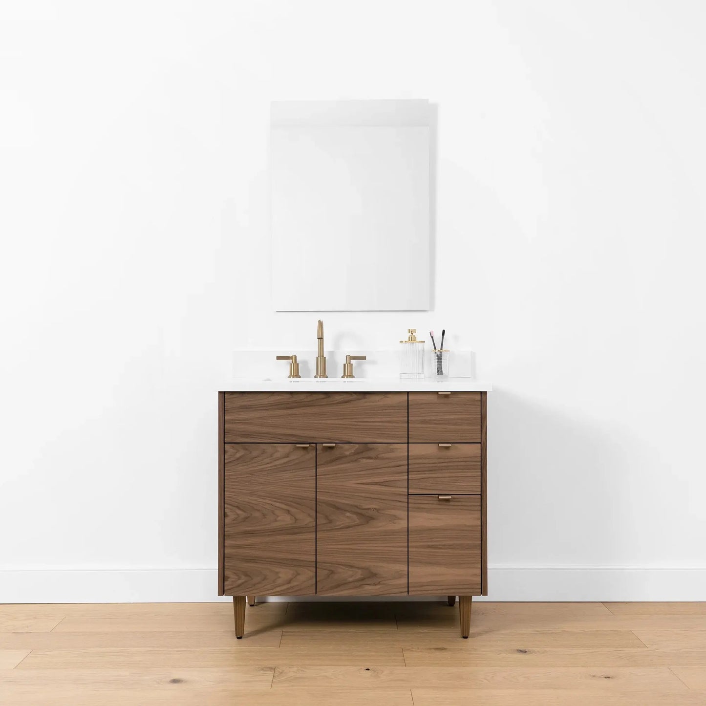 Austin SLIM, 36" Teodor® Modern American Black Walnut Vanity, Left Sink Teodor Bathroom VanityCanada