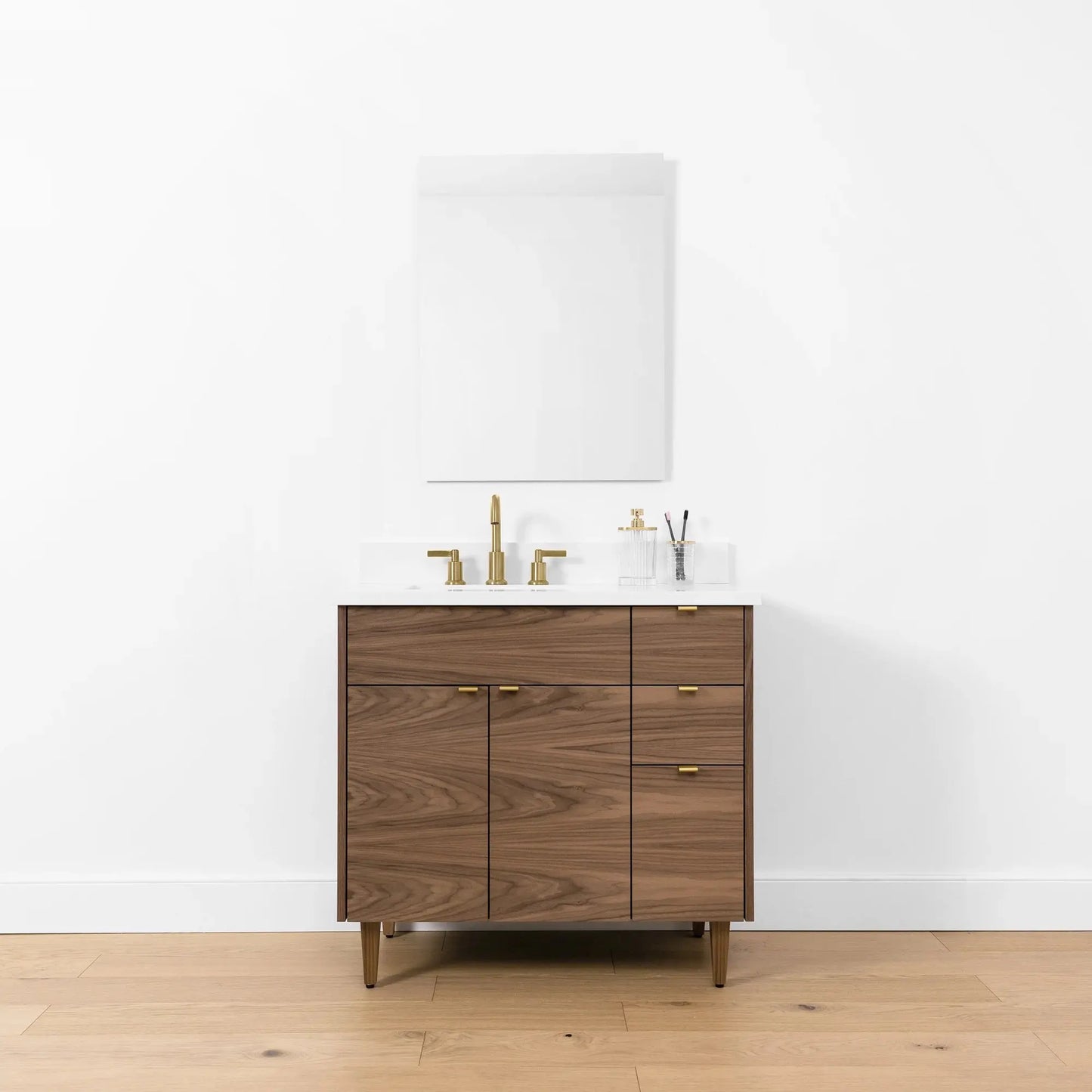 Austin SLIM, 36" Teodor® Modern American Black Walnut Vanity, Left Sink Teodor Bathroom VanityCanada