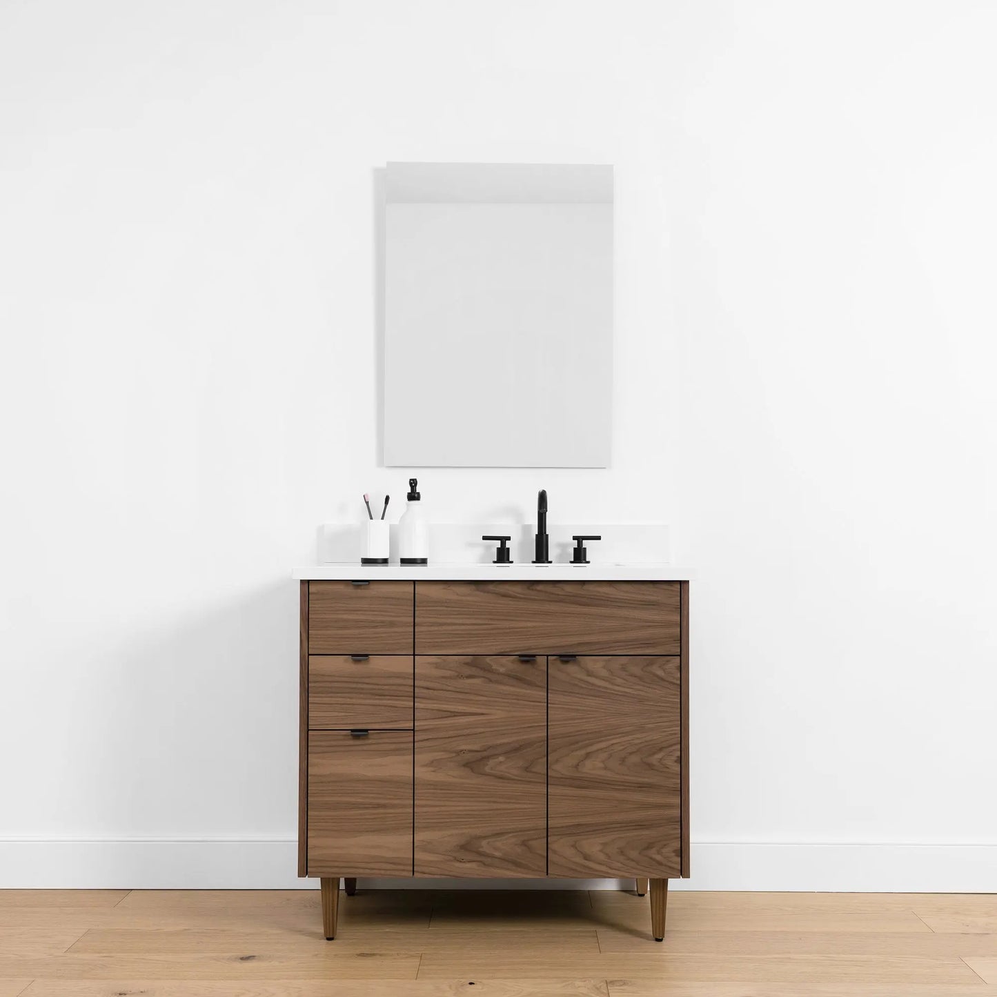 Austin SLIM, 36" Teodor® Modern American Black Walnut Vanity, Right Sink Teodor Bathroom VanityCanada