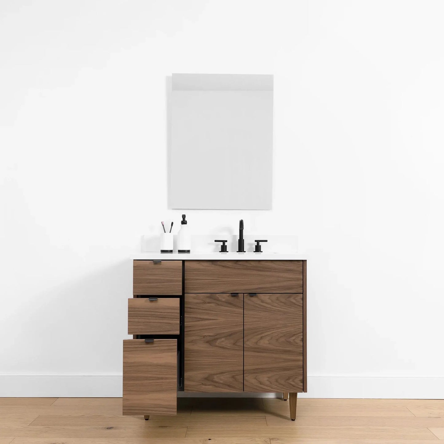 Austin SLIM, 36" Teodor® Modern American Black Walnut Vanity, Right Sink Teodor Bathroom VanityCanada