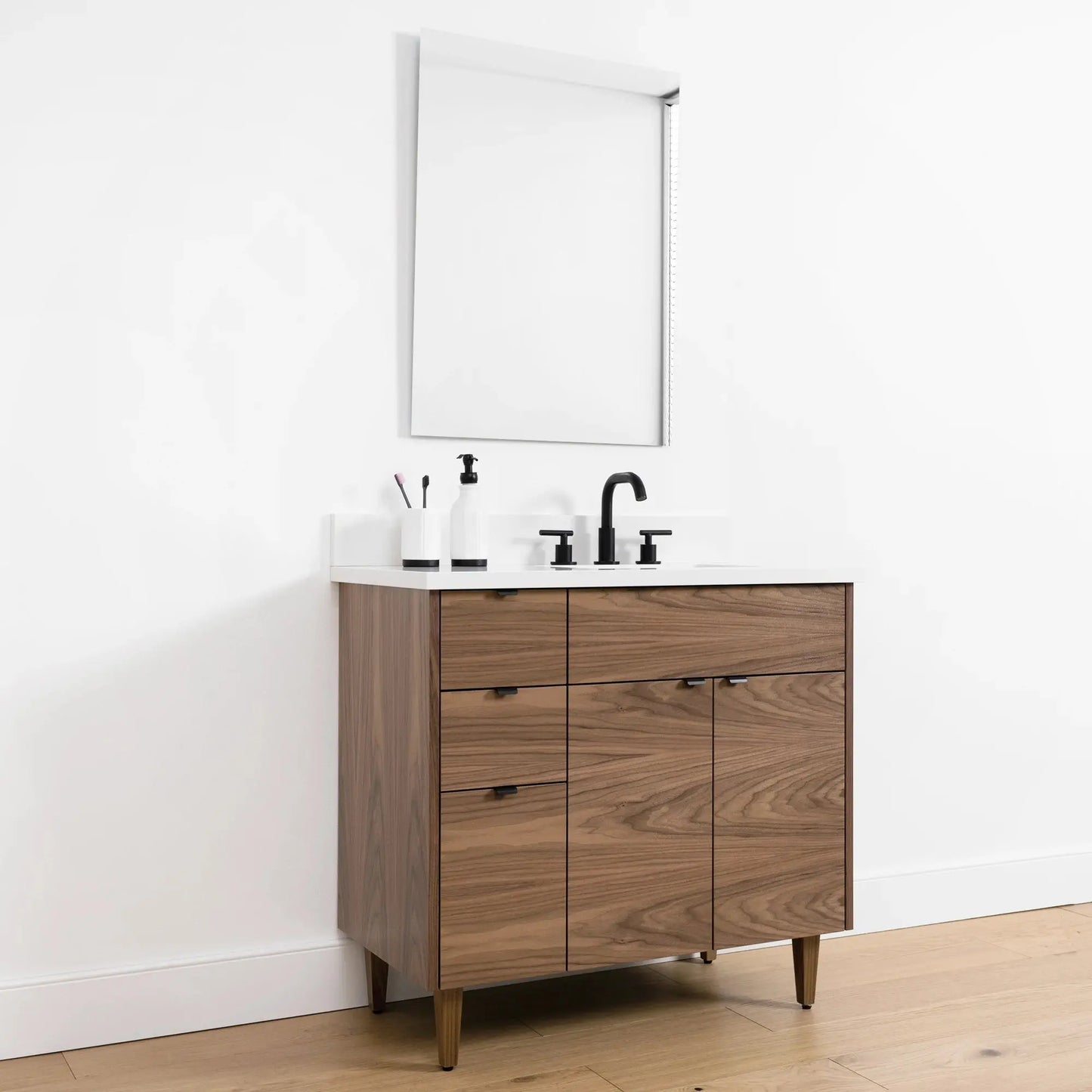 Austin SLIM, 36" Teodor® Modern American Black Walnut Vanity, Right Sink Teodor Bathroom VanityCanada